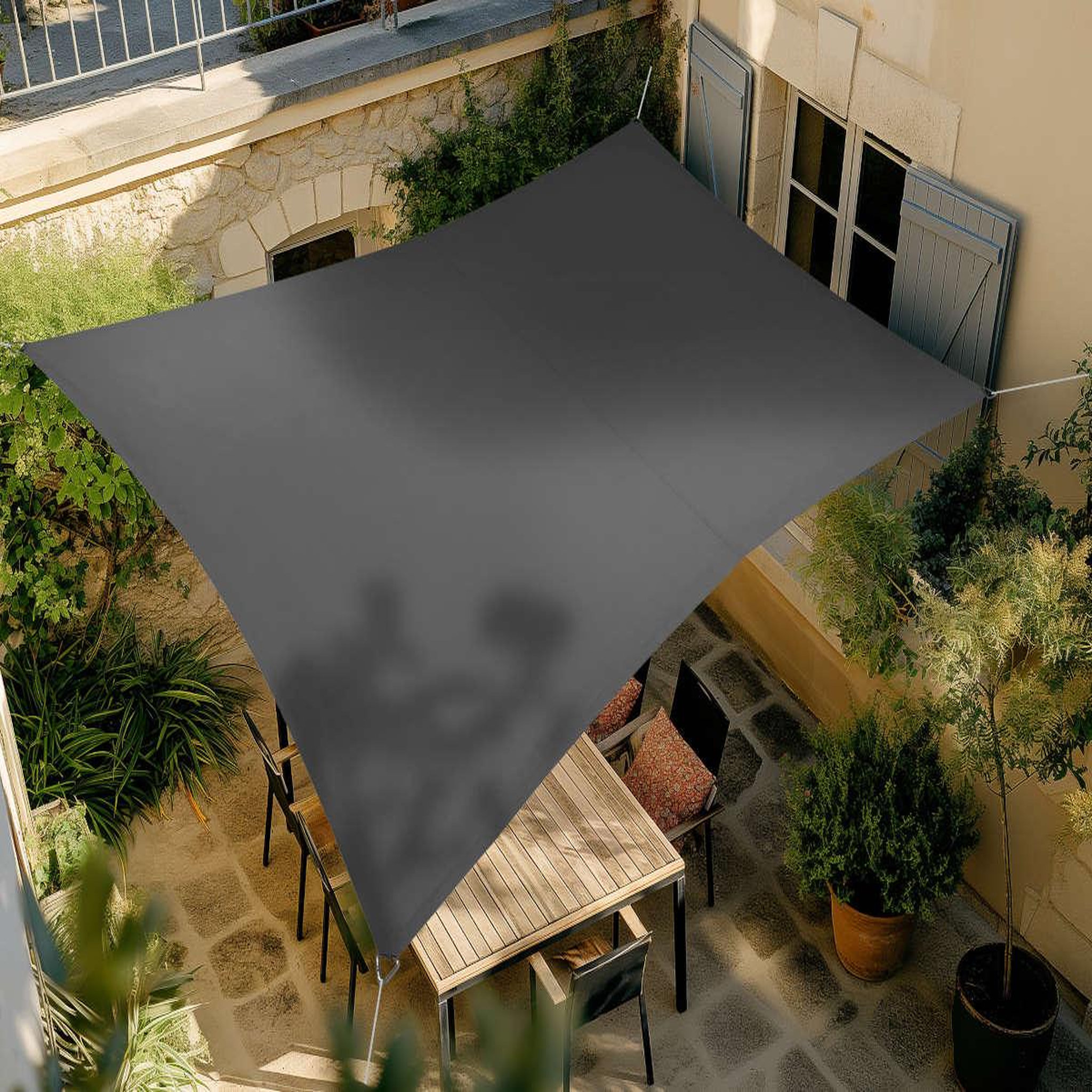 Voir la diapositive 2 : Jardiline Voile d'ombrage rectangulaire rivage ardoise - 3 x 2 m - qualité premium jardiline
