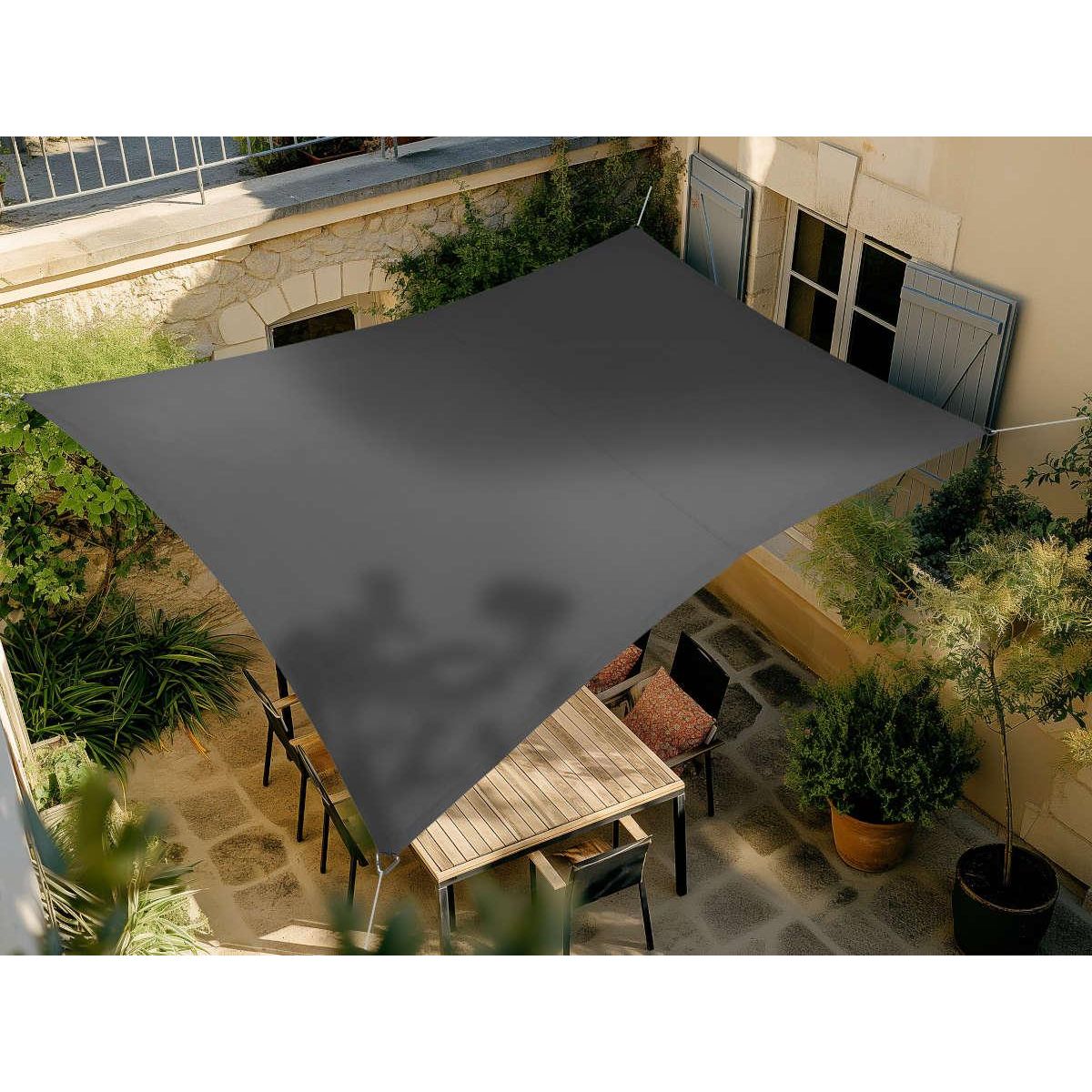 Jardiline Voile d'ombrage rectangulaire RIVAGE Ardoise - 3 x 2 m - Qualité Premium Jardiline