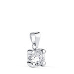 L'ATELIER D'AZUR Pendentif Or 18 Carats 750 Blanc - Solitaire Zirconium 6 mm - Chaine Offerte