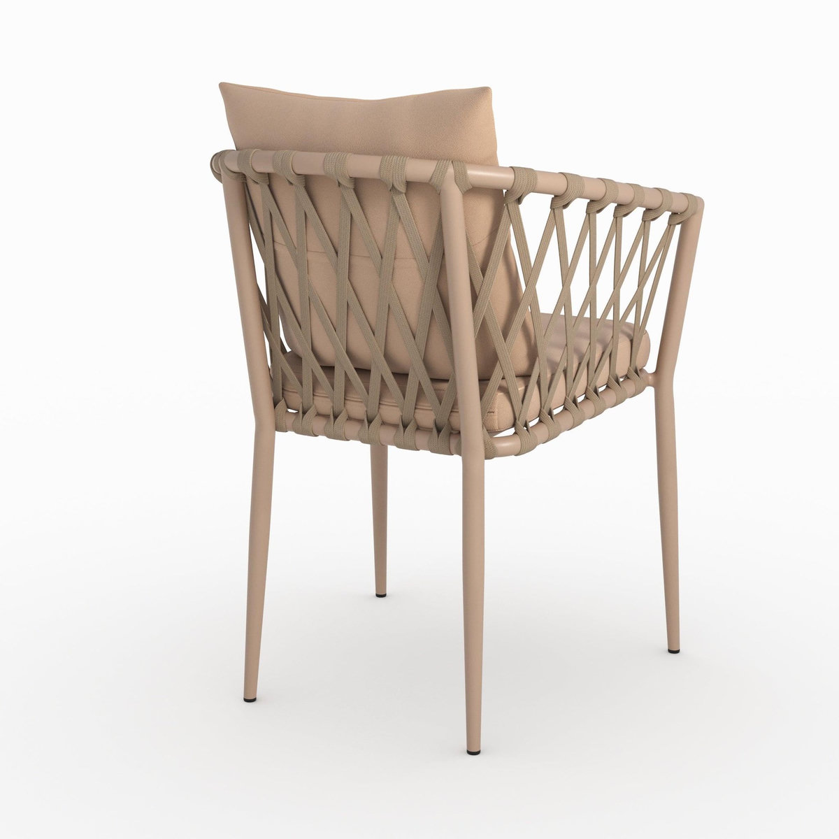 Rendez vous déco Lot de 2 chaises de jardin en métal et tissu taupe-Dulcy