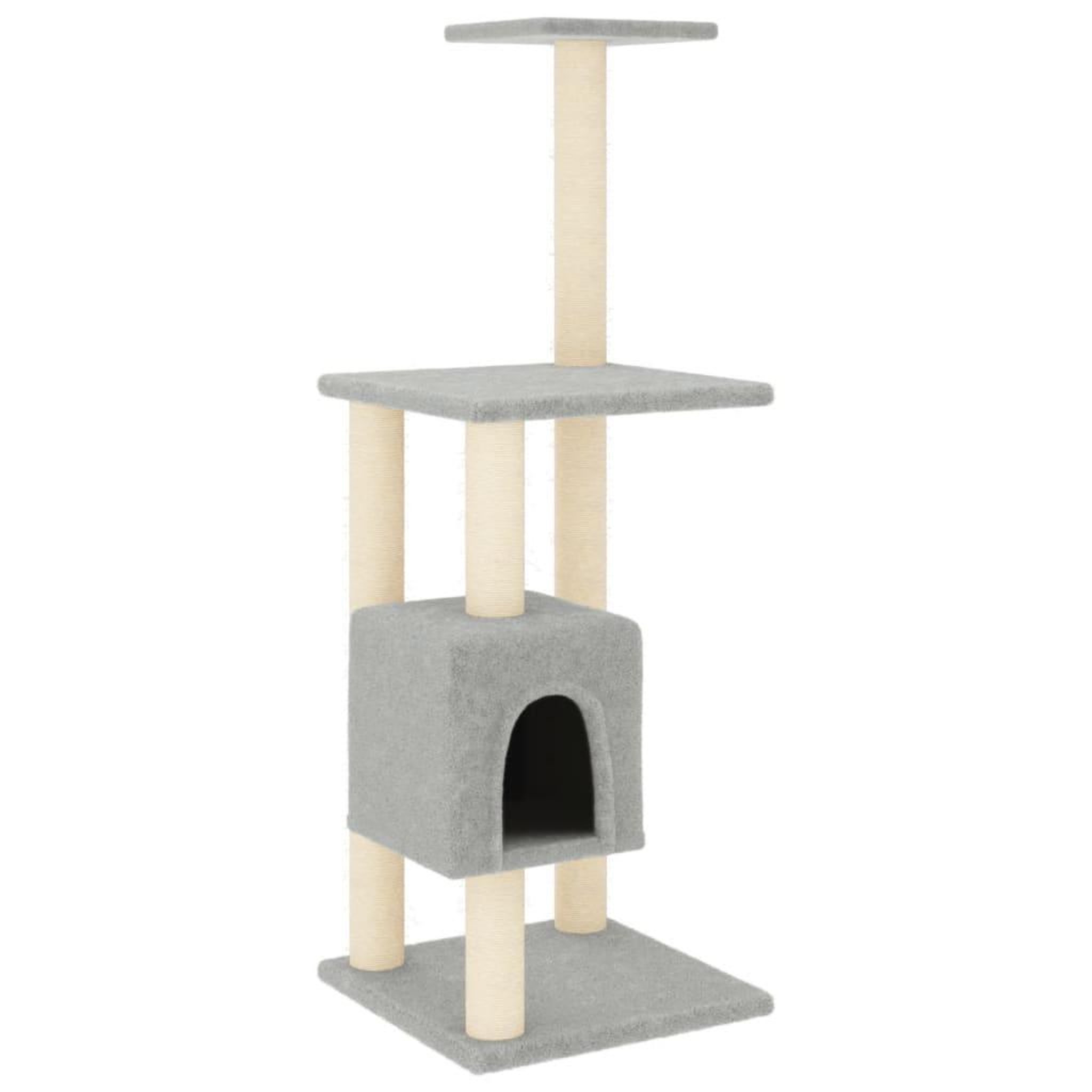 Voir la diapositive 2 : VIDAXL Arbre a chat avec griffoirs en sisal Gris clair 104 cm