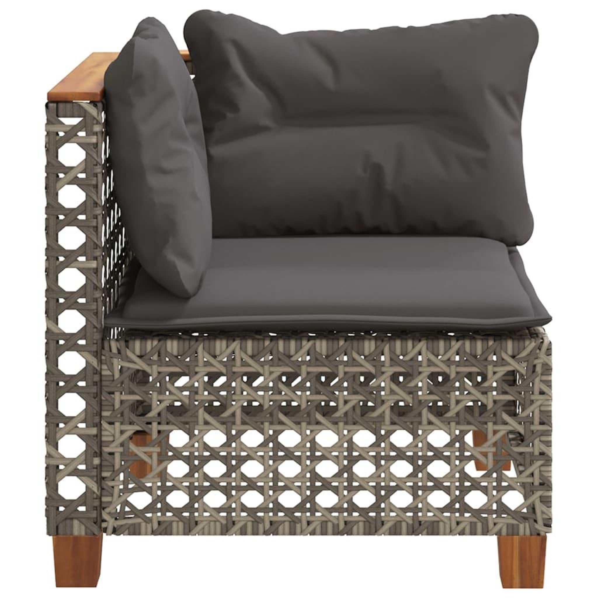 Voir la diapositive 5 : VIDAXL Canape d'angle de jardin avec coussins gris resine tressee