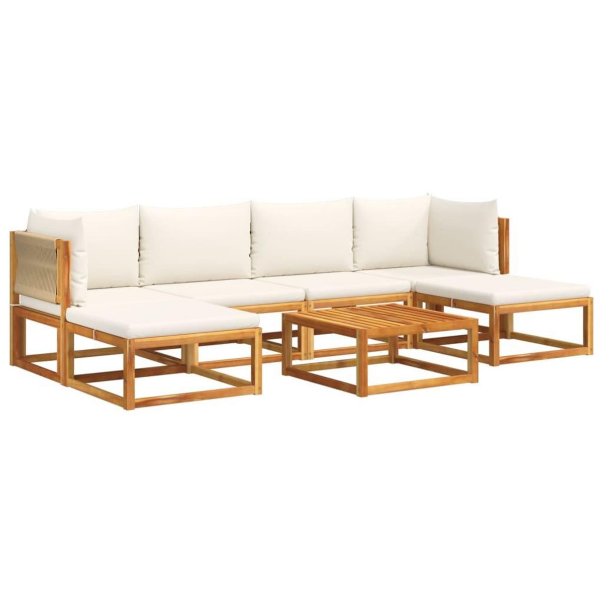 VIDAXL Salon de jardin avec coussins 7 pcs bois massif d'acacia