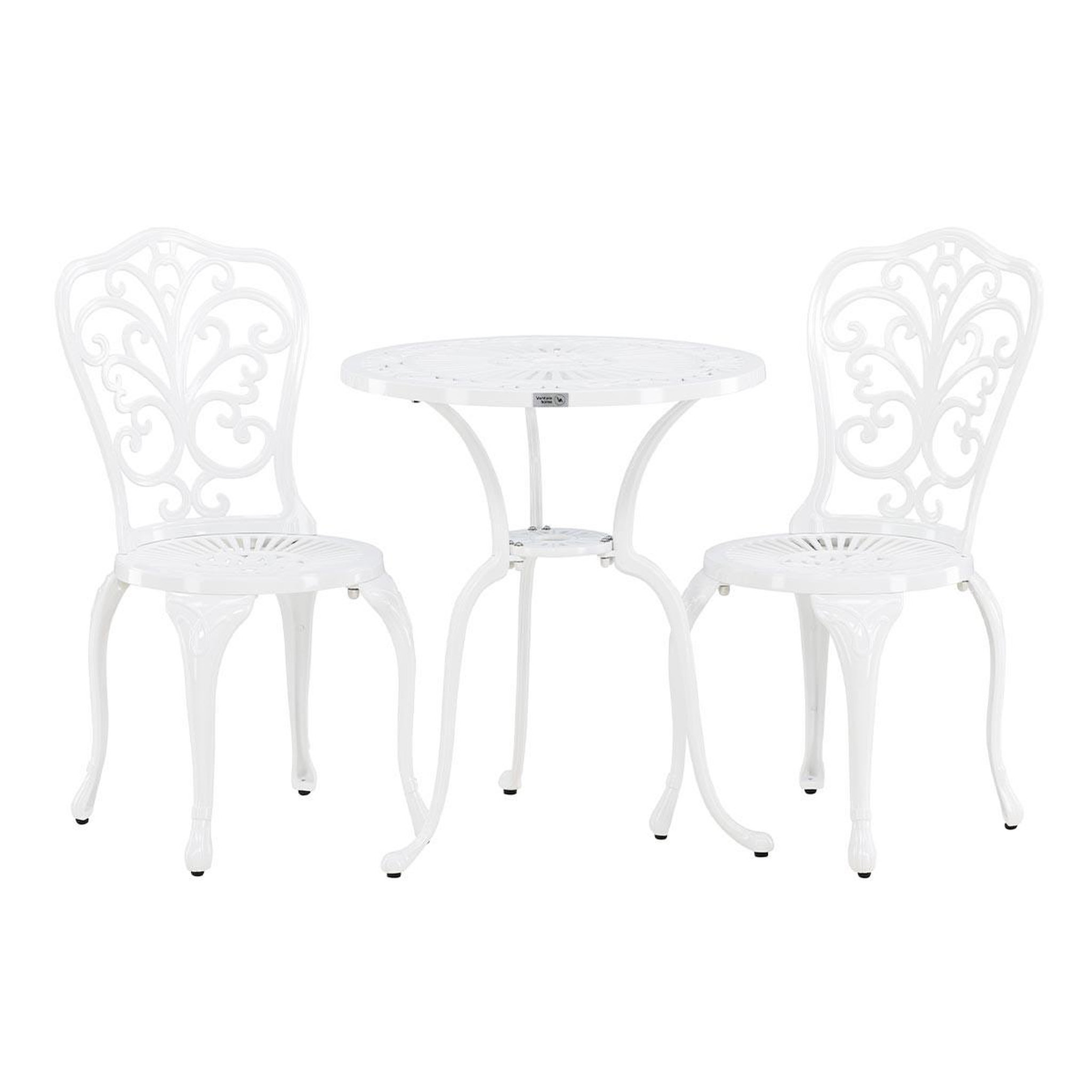 Paris Prix Ensemble table de jardin & 2 chaises  nandin  88cm blanc