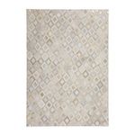 Paris Prix Tapis en Cuir Effet Métallique  Spark  Ivoire & Or. Coloris disponibles : Blanc