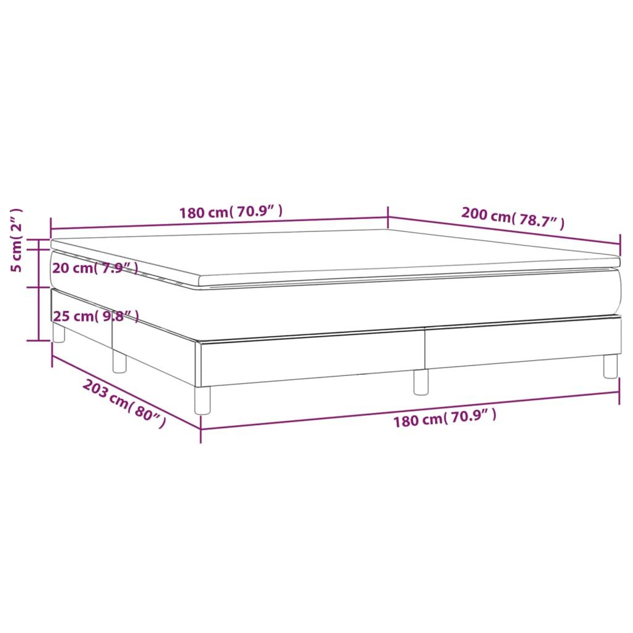 Voir la diapositive 6 : VIDAXL Sommier a lattes de lit avec matelas Gris clair 180x200cm Tissu