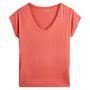 Voir la diapositive 3 : INEXTENSO T-shirt manches courtes col v à dentelles rose femme