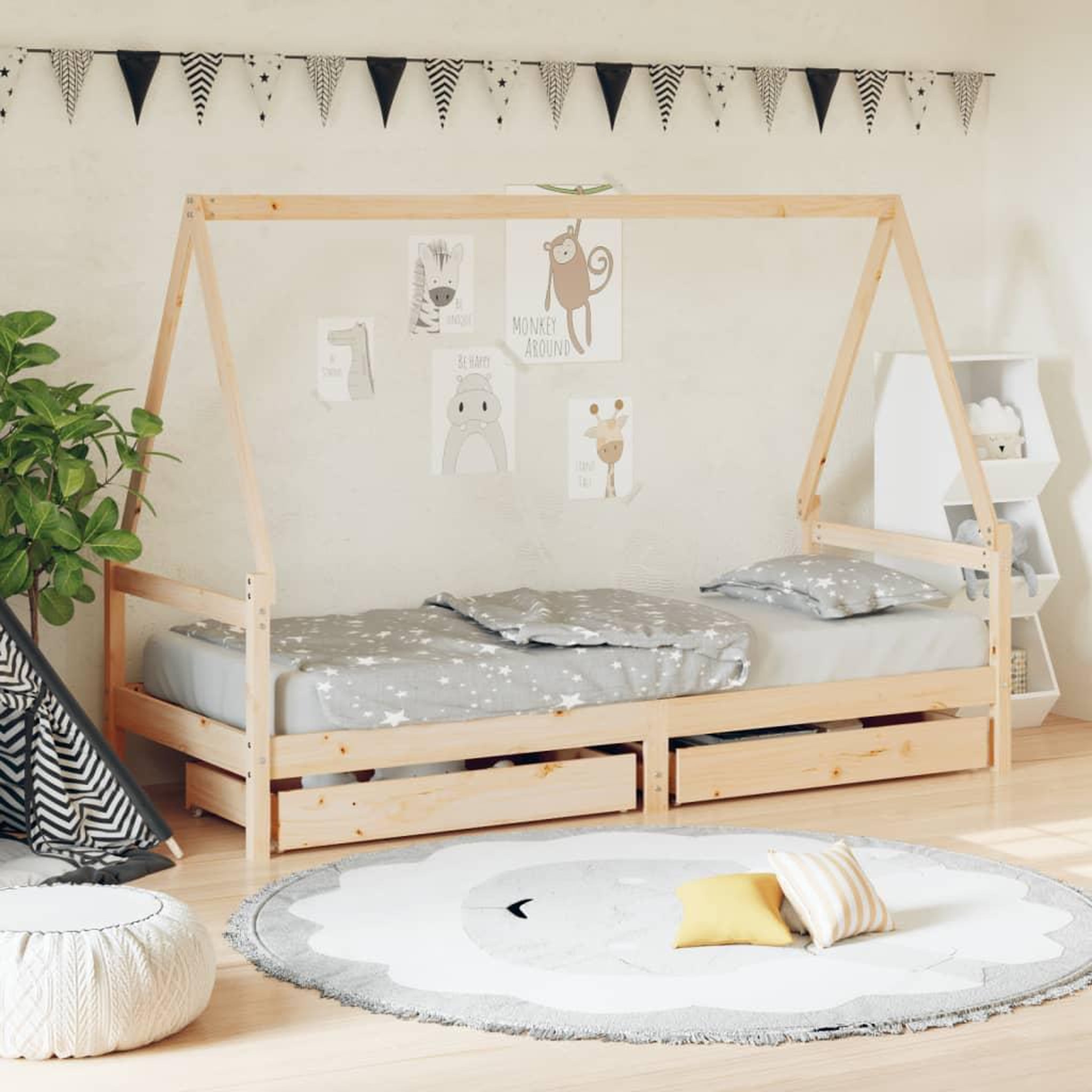 VIDAXL Cadre de lit pour enfants gris 80x200 cm bois de pin massif