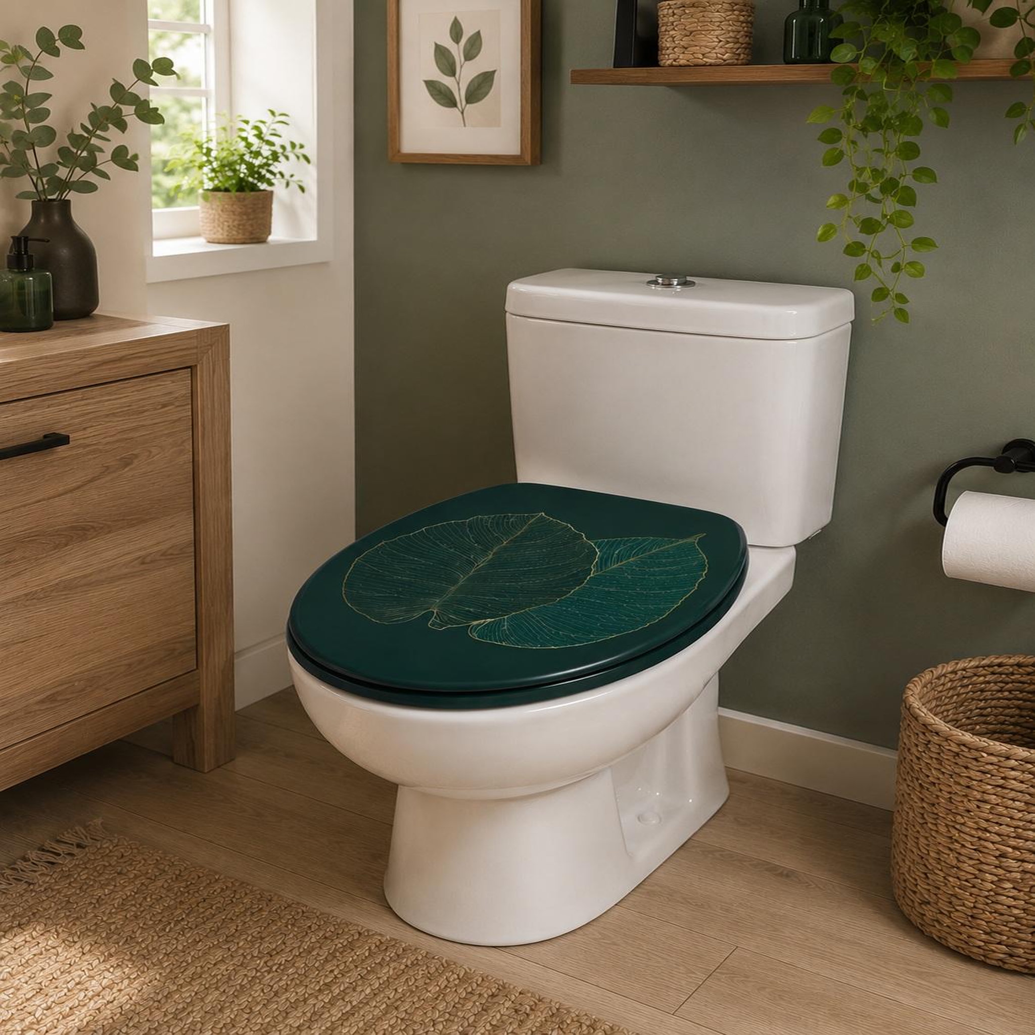 Voir la diapositive 6 : Eden Abattant wc feuille de jade design et moderne