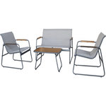 Habitat et Jardin Salon de jardin en métal avec décor imitation bois  Sparta  - 4 places - Gris clair