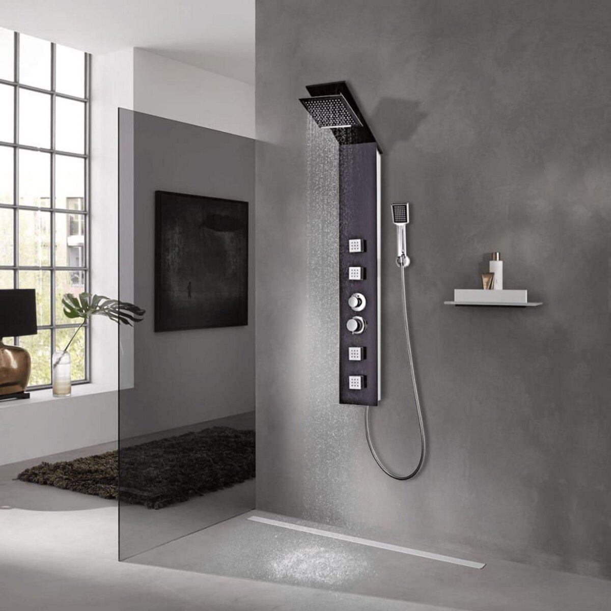 VIDAXL Systeme de panneau de douche Verre Marron