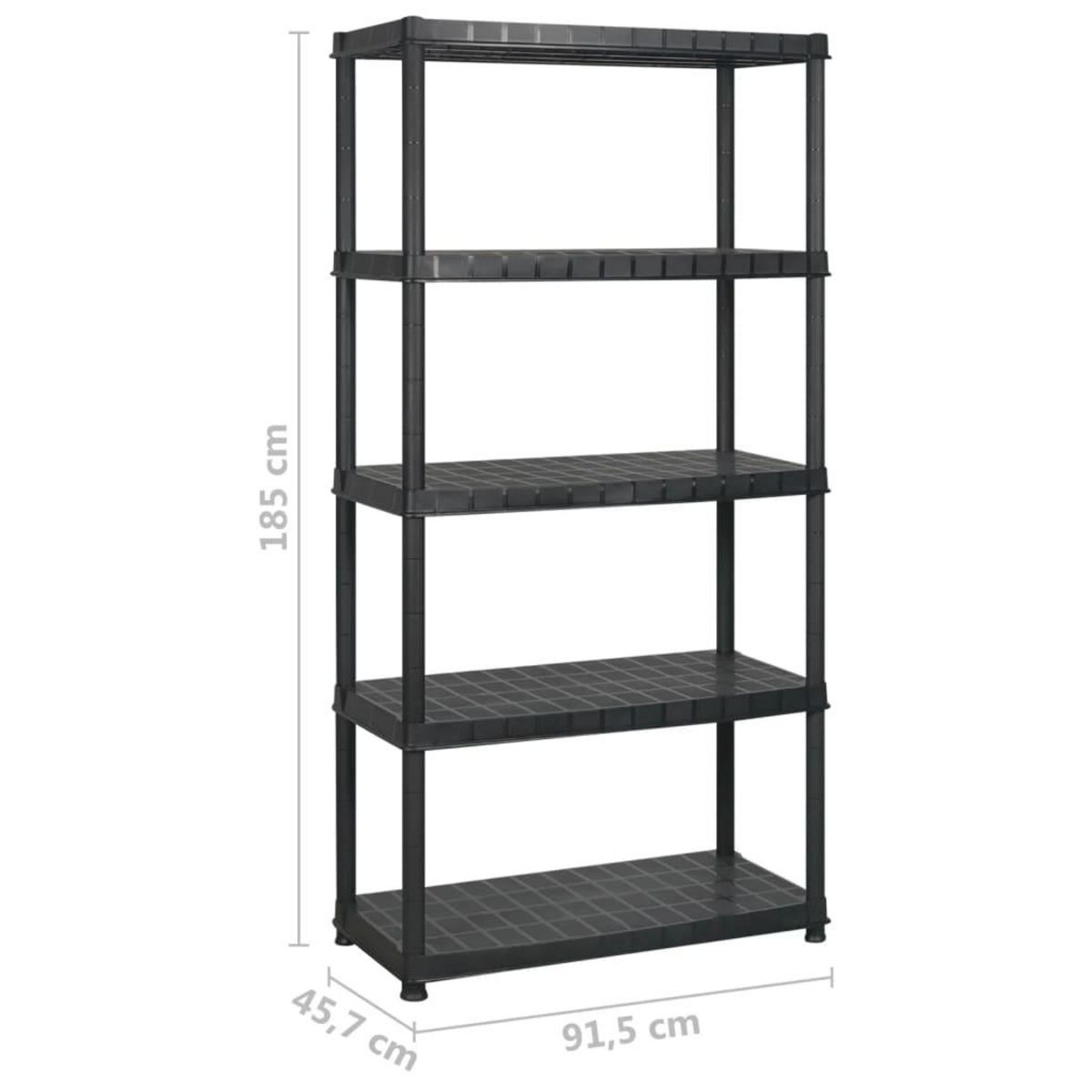 VIDAXL Etagere de rangement 5 niveaux Noir 274,5x45,7x185 cm Plastique