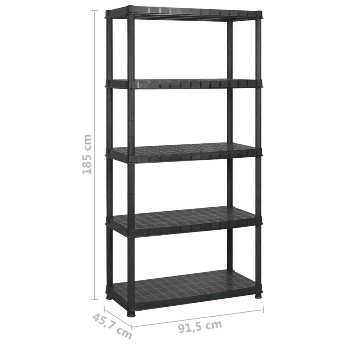 VIDAXL Etagere de rangement 5 niveaux Noir 274,5x45,7x185 cm Plastique