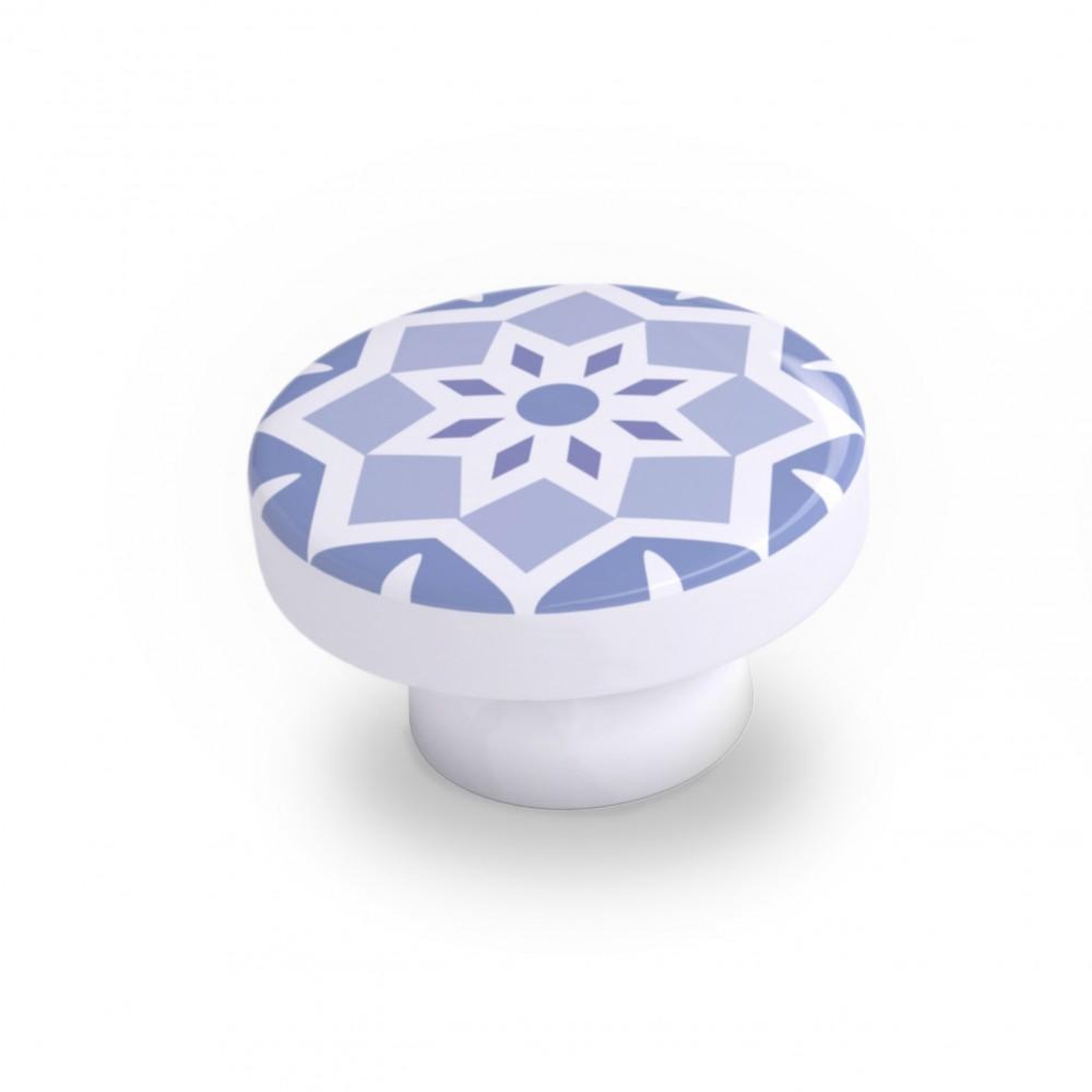 CENTRALE BRICO Lot de 4 boutons de meuble Carreau de ciment bleu bois H.22 x l.39 x P.39 mm
