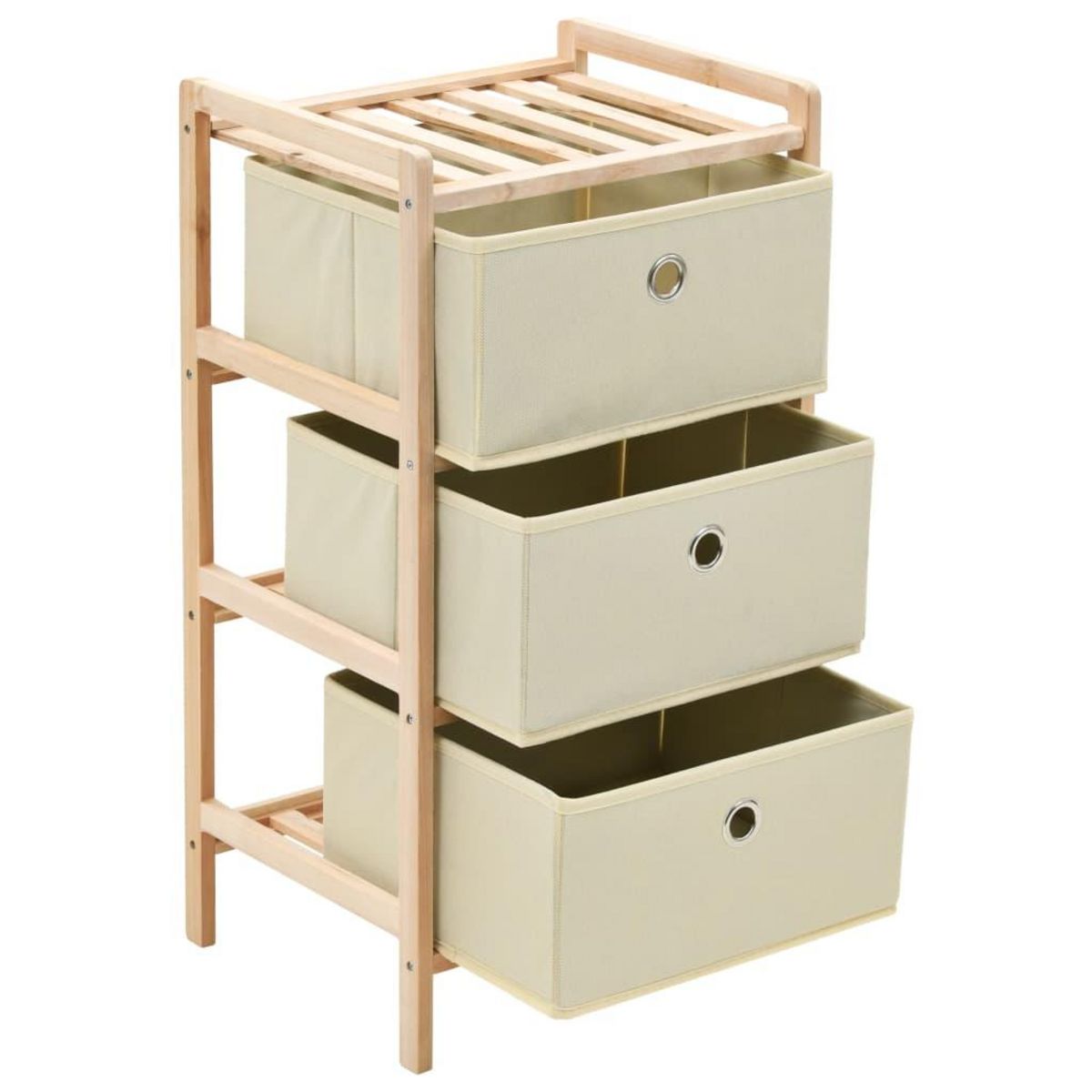 VIDAXL Etageres de rangement avec 3 paniers en tissu 2 pcs beige cedre