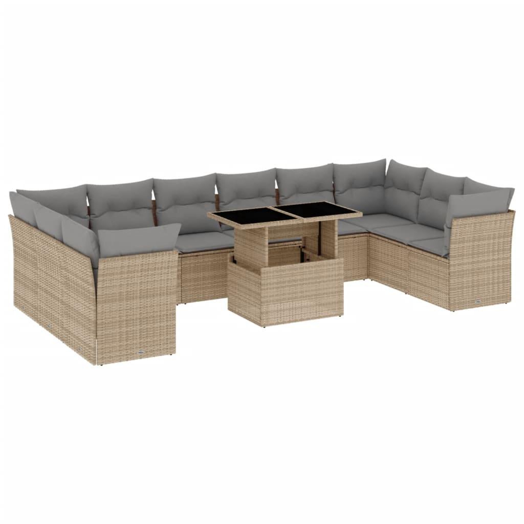 Voir la diapositive 2 : VIDAXL Salon de jardin 11 pcs avec coussins beige resine tressee