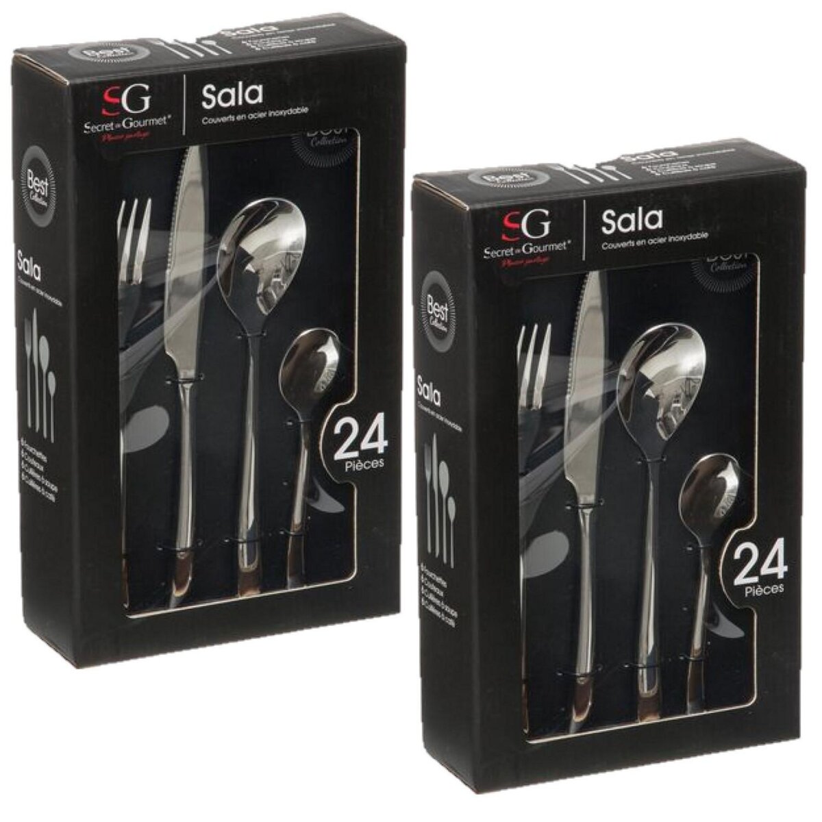 TOILINUX Lot de 2 Ménagères en Acier Inoxydable - 48 Couverts