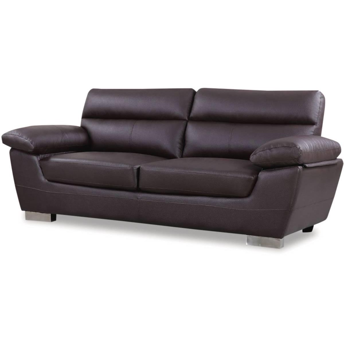 Habitat et Jardin Canapé fixe en cuir reconstitué et PVC  Dallas  - 210 x 88 x 90 cm - 3 places - Chocolat