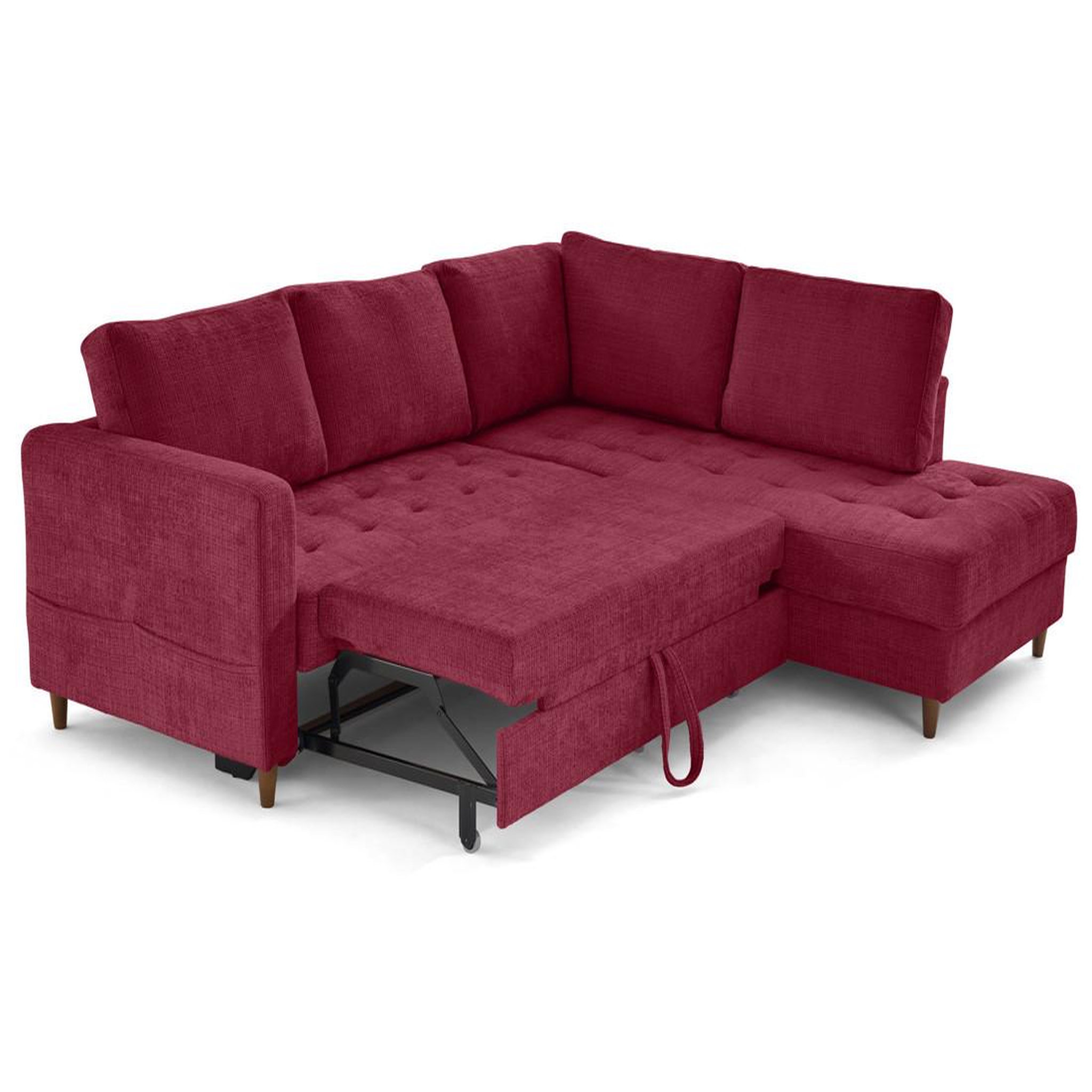 Voir la diapositive 2 : LISA DESIGN Anna - canapé d'angle droit 5 places convertible en velours texturé