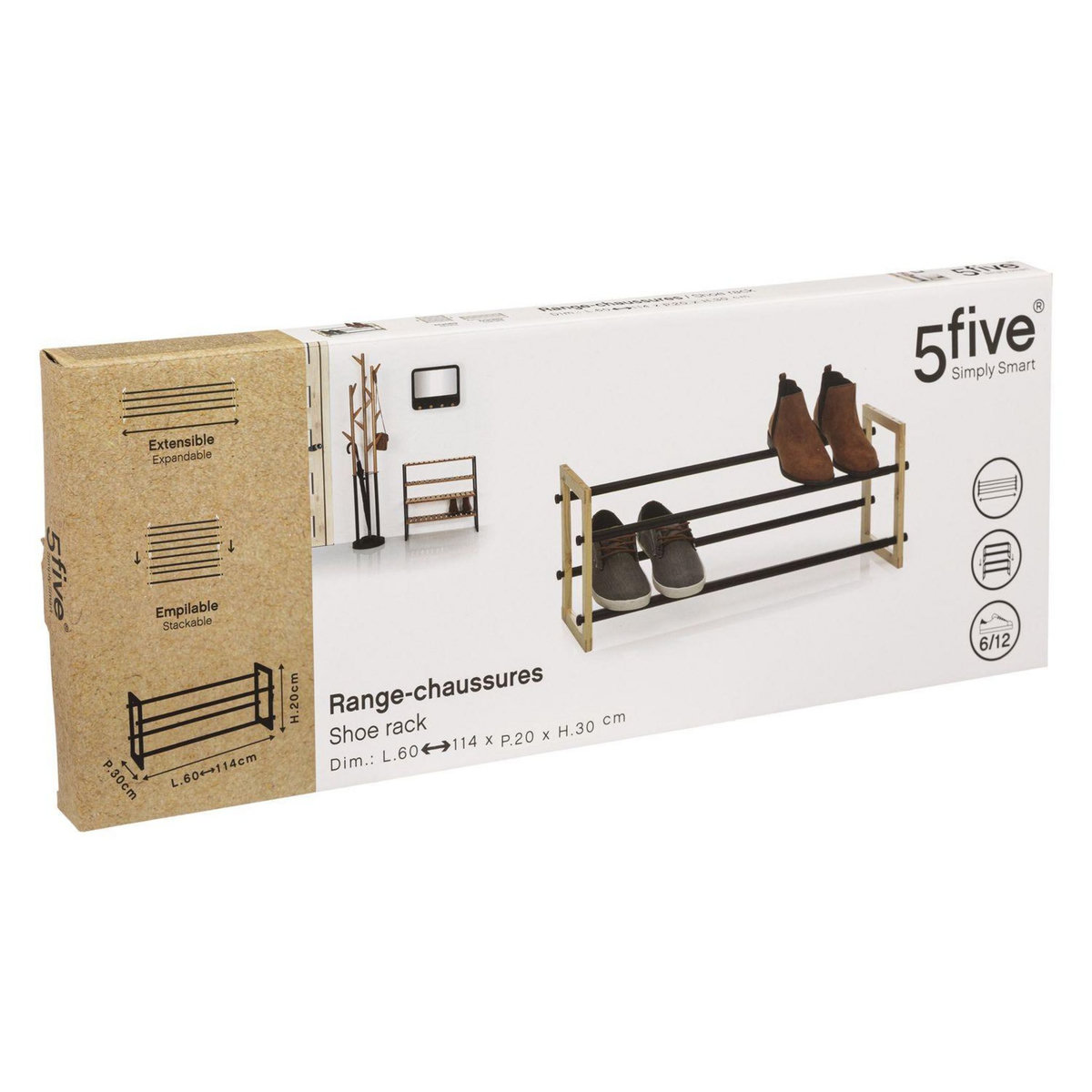 FIVE Range chaussures empilable et extensible 6 à 12 paires - Gris