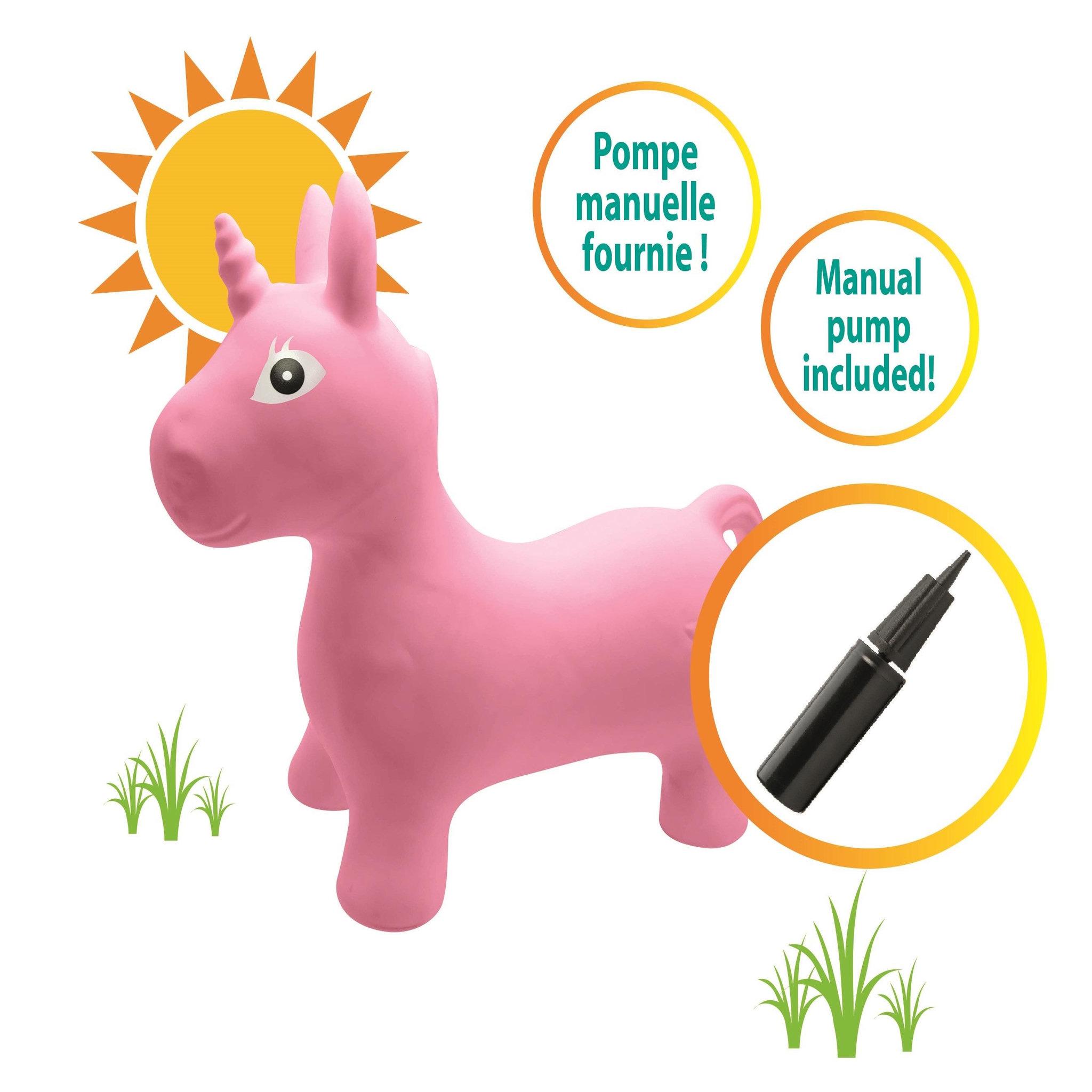 Voir la diapositive 3 : Lexibook Licorne Sauteuse Gonflable avec housse en peluche