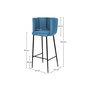 Voir la diapositive 4 : Rendez vous déco Lot de 2 chaises de bar en velours bleu 75 cm-Rosy