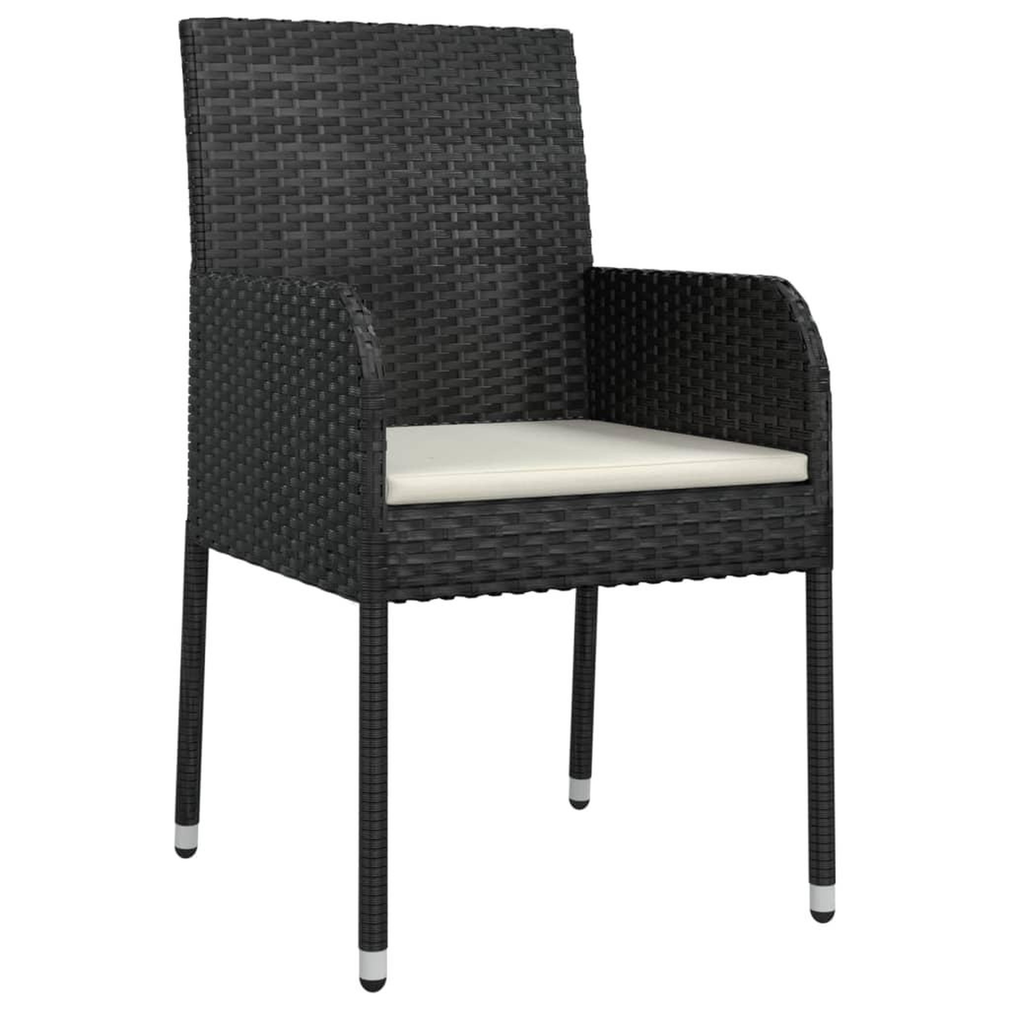 Voir la diapositive 3 : VIDAXL Chaises de jardin lot de 2 avec coussins Resine tressee Noir