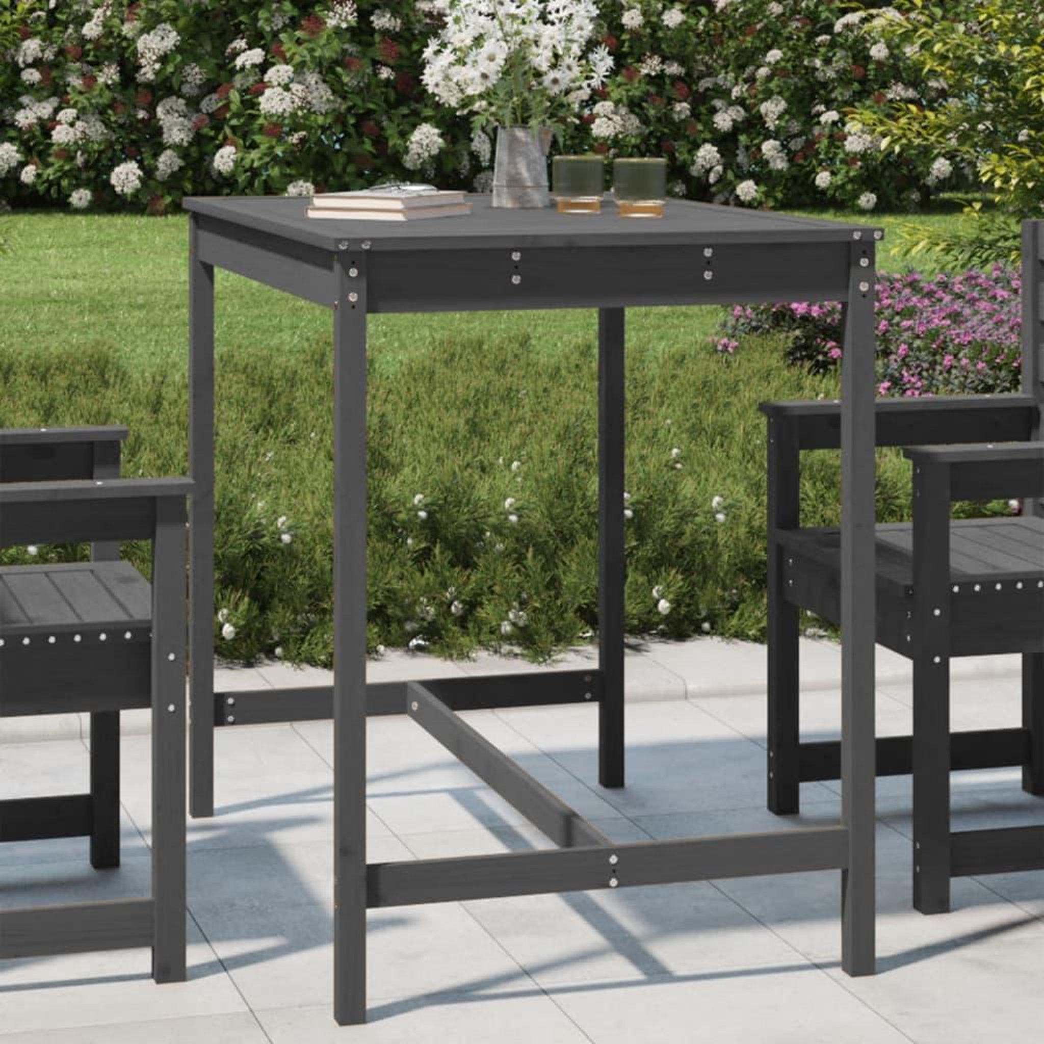 VIDAXL Table de jardin gris 121x82,5x110 cm bois massif de pin