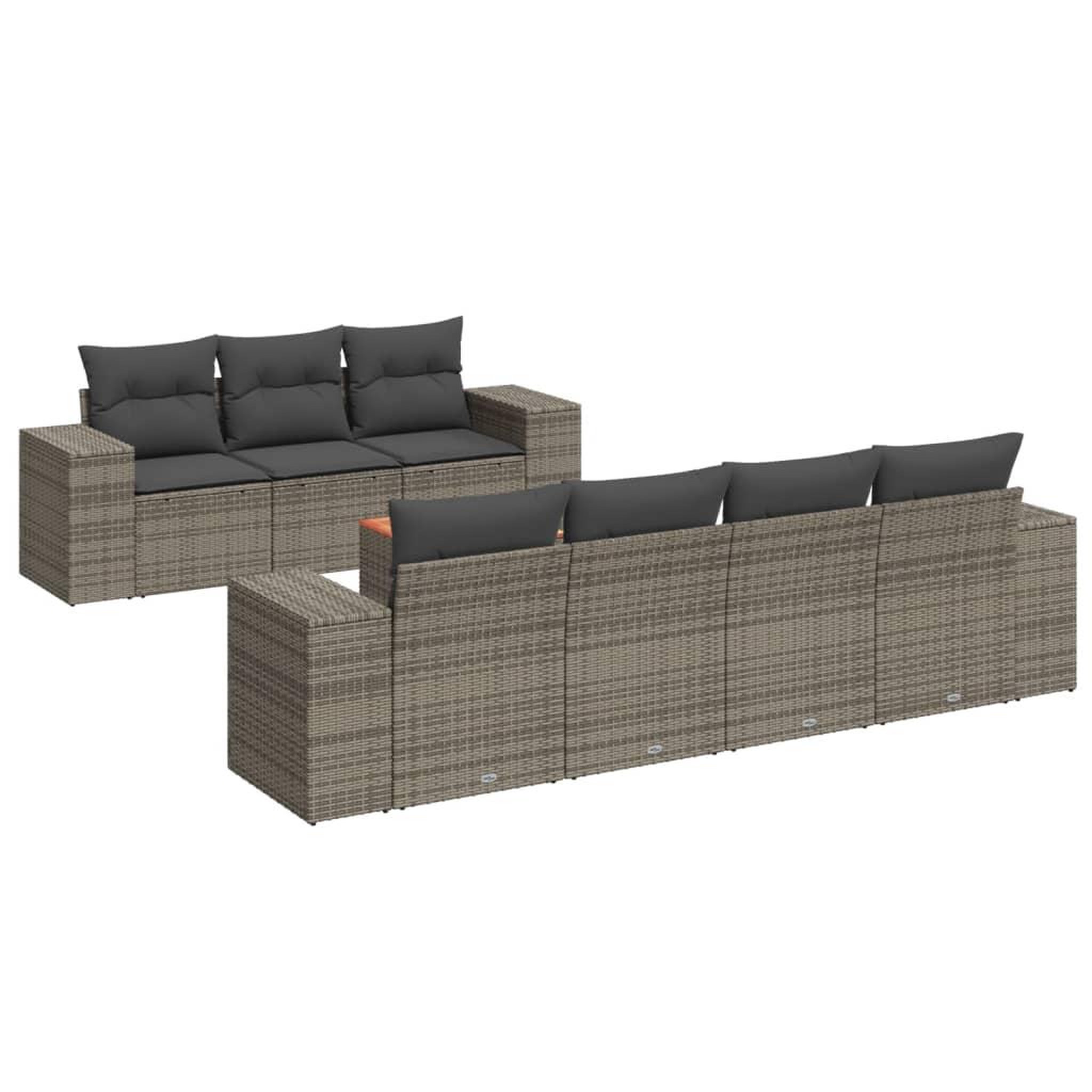 Voir la diapositive 2 : VIDAXL Salon de jardin 8 pcs avec coussins gris resine tressee