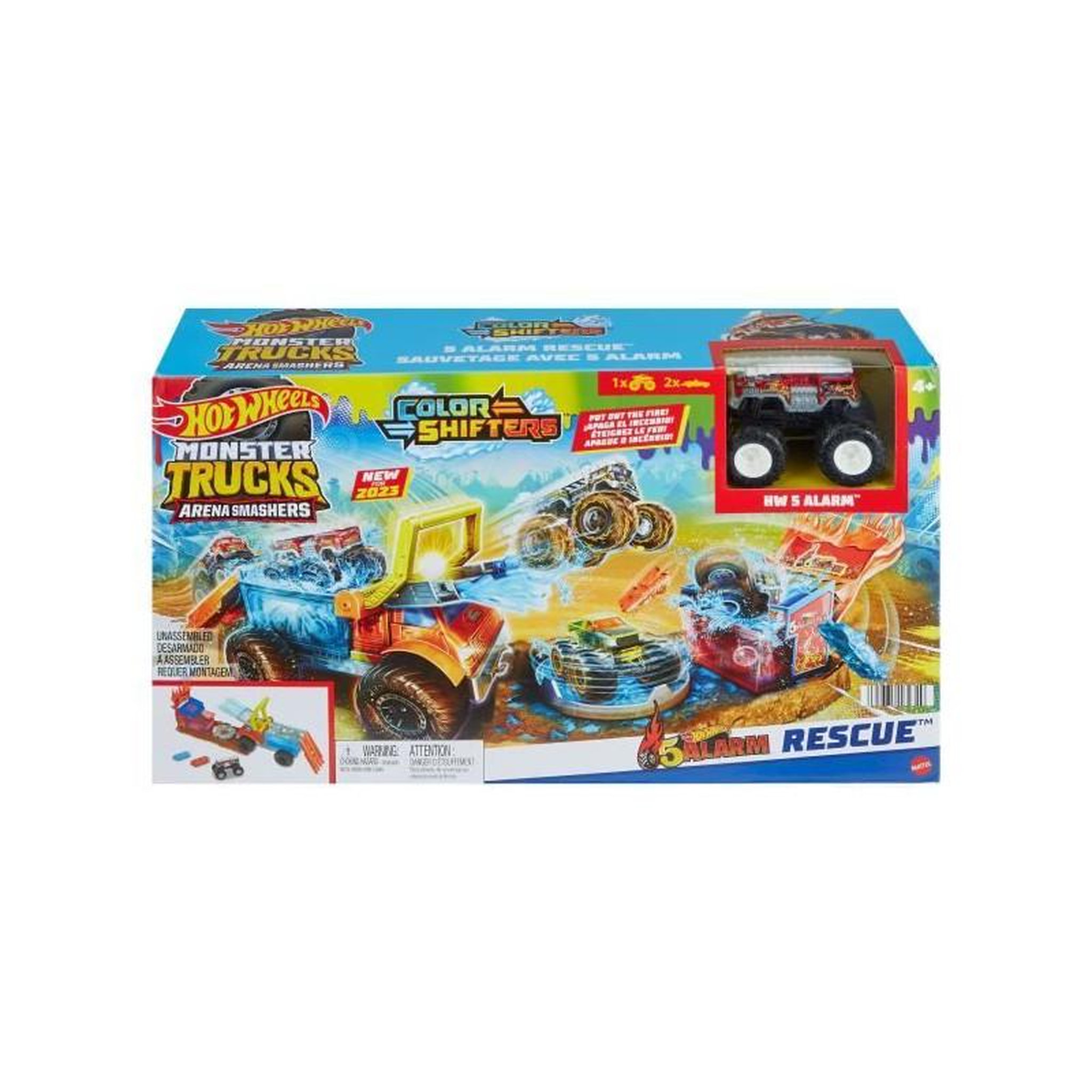 Voir la diapositive 4 : FISHER PRICE HOT WHEELS Coffret Monster Trucks Arena Smashers Color Shifters - Véhicule De Secours 5 alarm, Des 5 Ans HPN73
