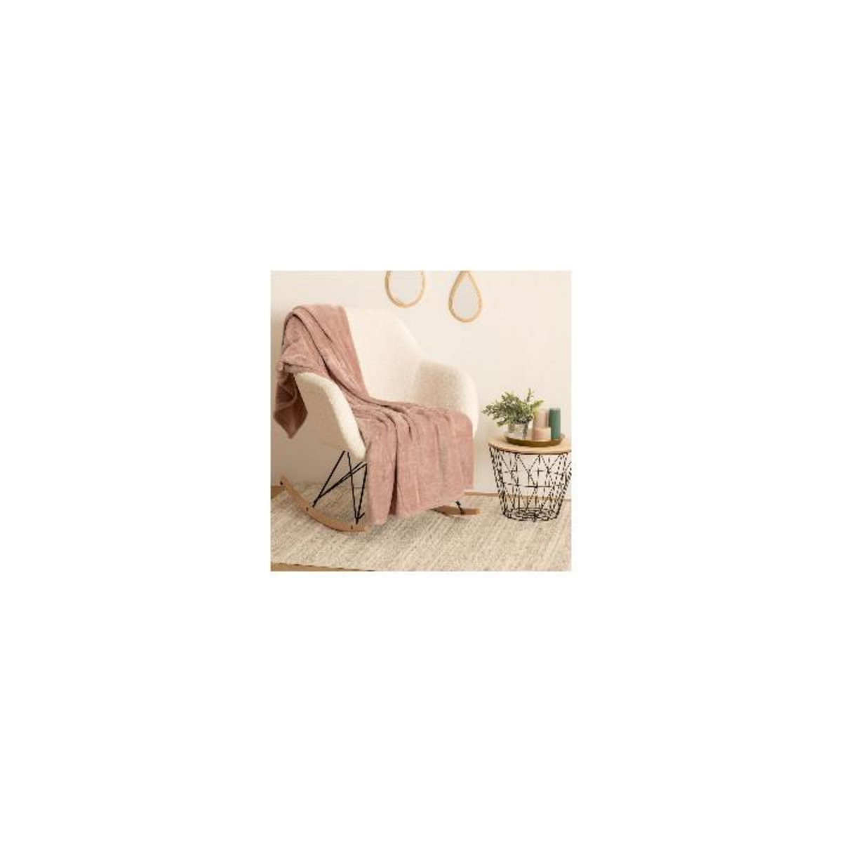 ATMOSPHERA Plaid Doux Uni  Flanel  125x150cm Rose