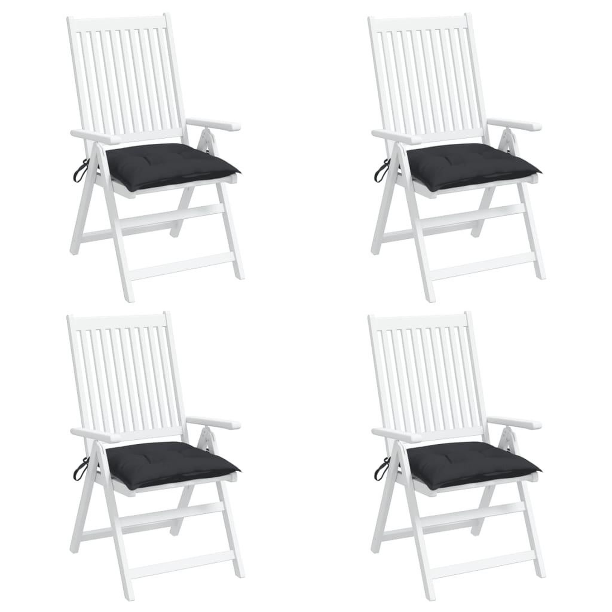 Voir la diapositive 4 : VIDAXL Coussins de chaise lot de 4 noir 40x40x7 cm tissu oxford