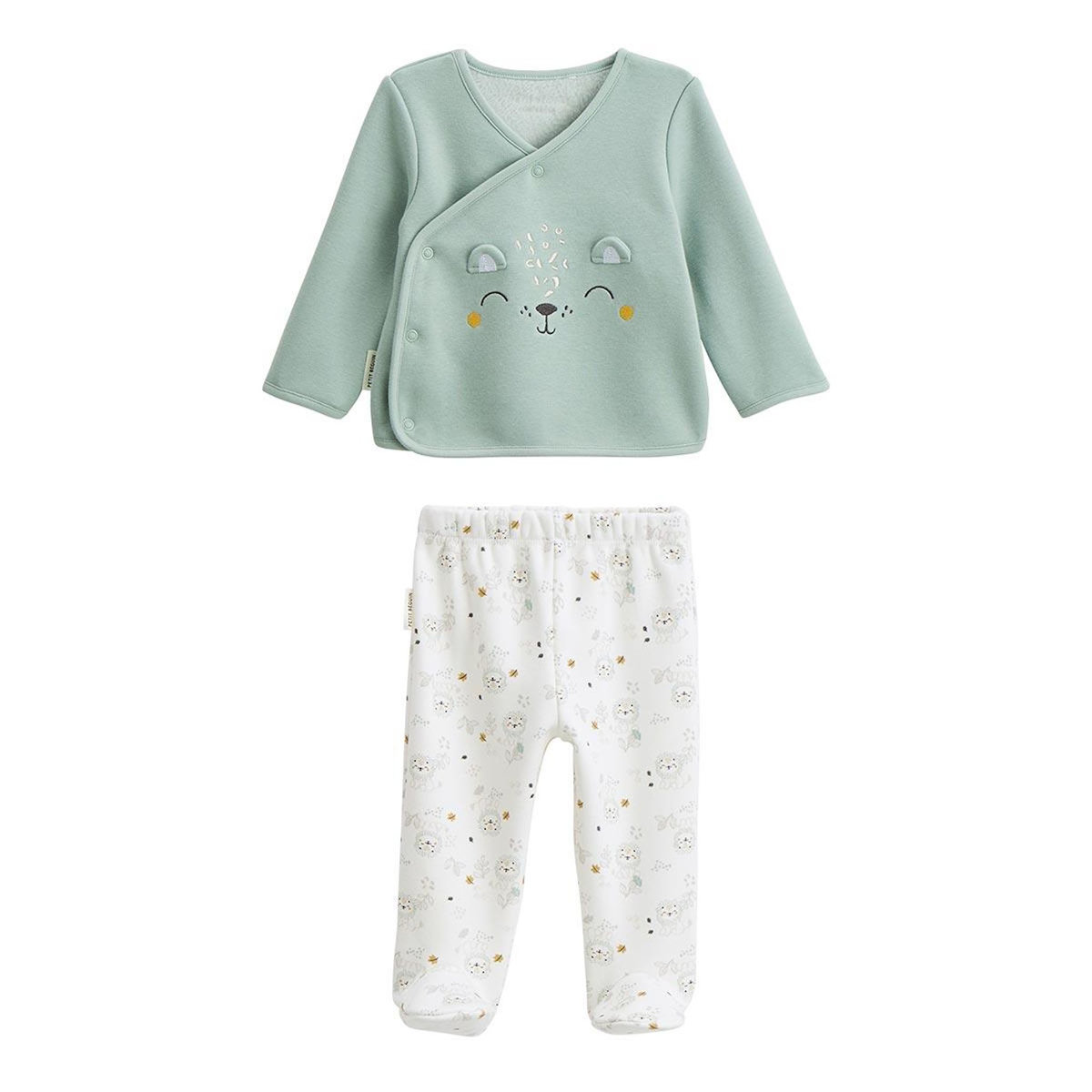 Petit Béguin Ensemble bébé gilet et pantalon en molleton ultra chaud Kenya
