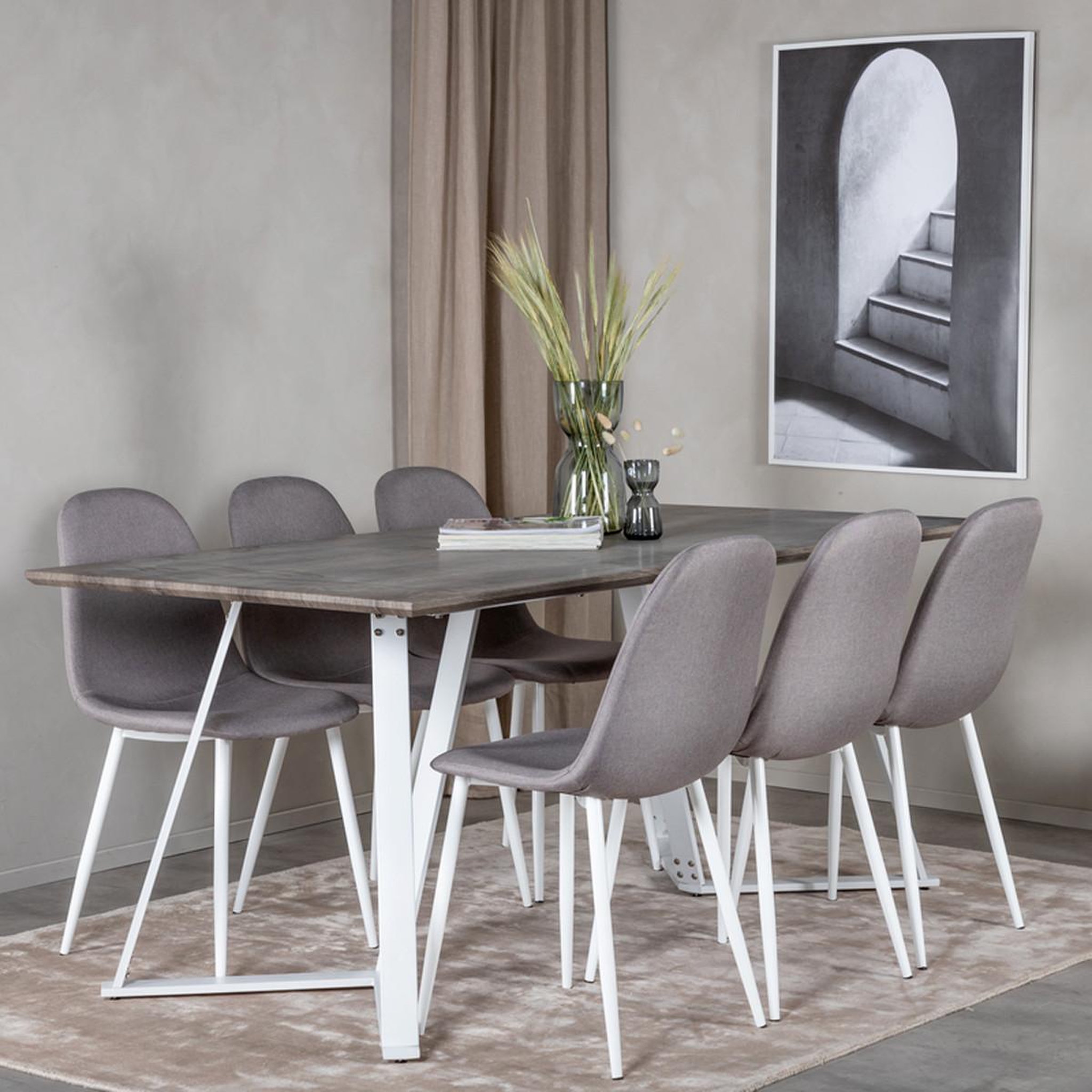 Voir la diapositive 4 : Paris Prix Ensemble table à manger & 6 chaises  marina & polar  180cm gris