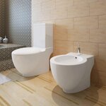 VIDAXL Ensemble de toilette et bidet sur pied blanc ceramique