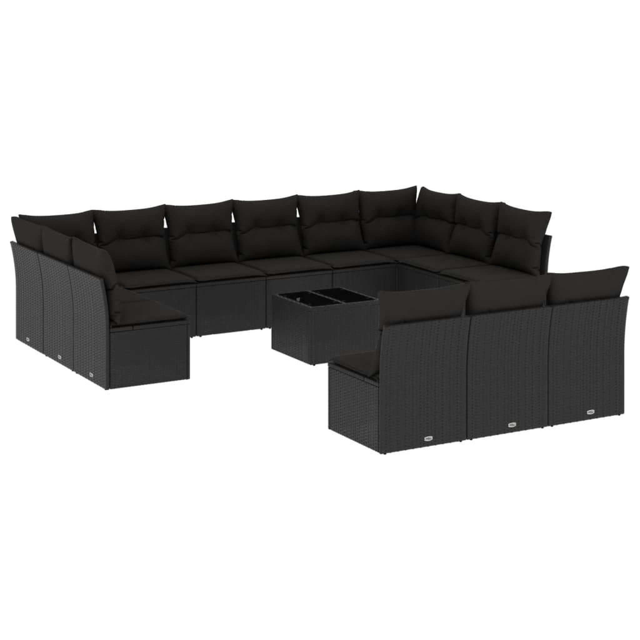 Voir la diapositive 2 : VIDAXL Salon de jardin avec coussins 14 pcs noir resine tressee