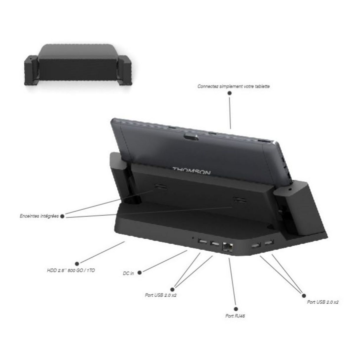 THOMSON Station de charge 2 en 1 pour tablette Thomson THBK1-10,64DHKP