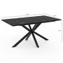 Voir la diapositive 4 : ID MARKET Table à manger rectangle ALIX 8 personnes pied araignée noir et plateau effet marbre noir ALASKA 160 cm