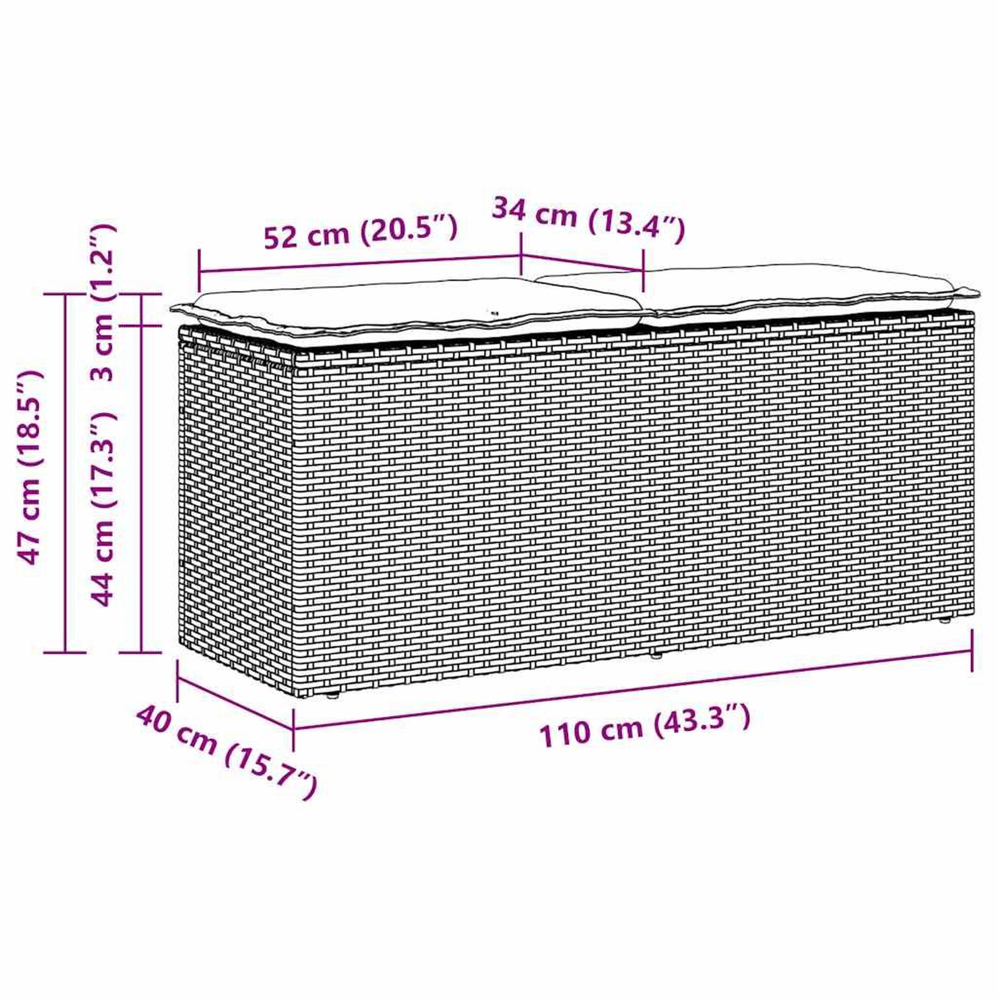 Voir la diapositive 6 : VIDAXL Banc de jardin avec coussin beige 110x40x44 cm resine tressee