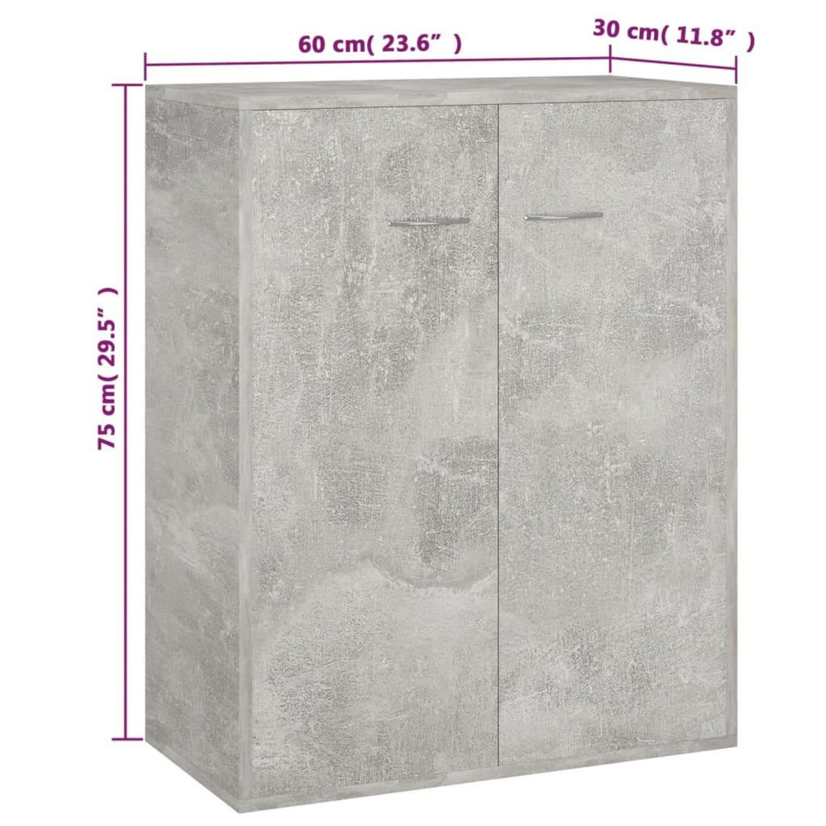 VIDAXL Buffet Gris beton 60x30x75 cm Bois d'ingenierie