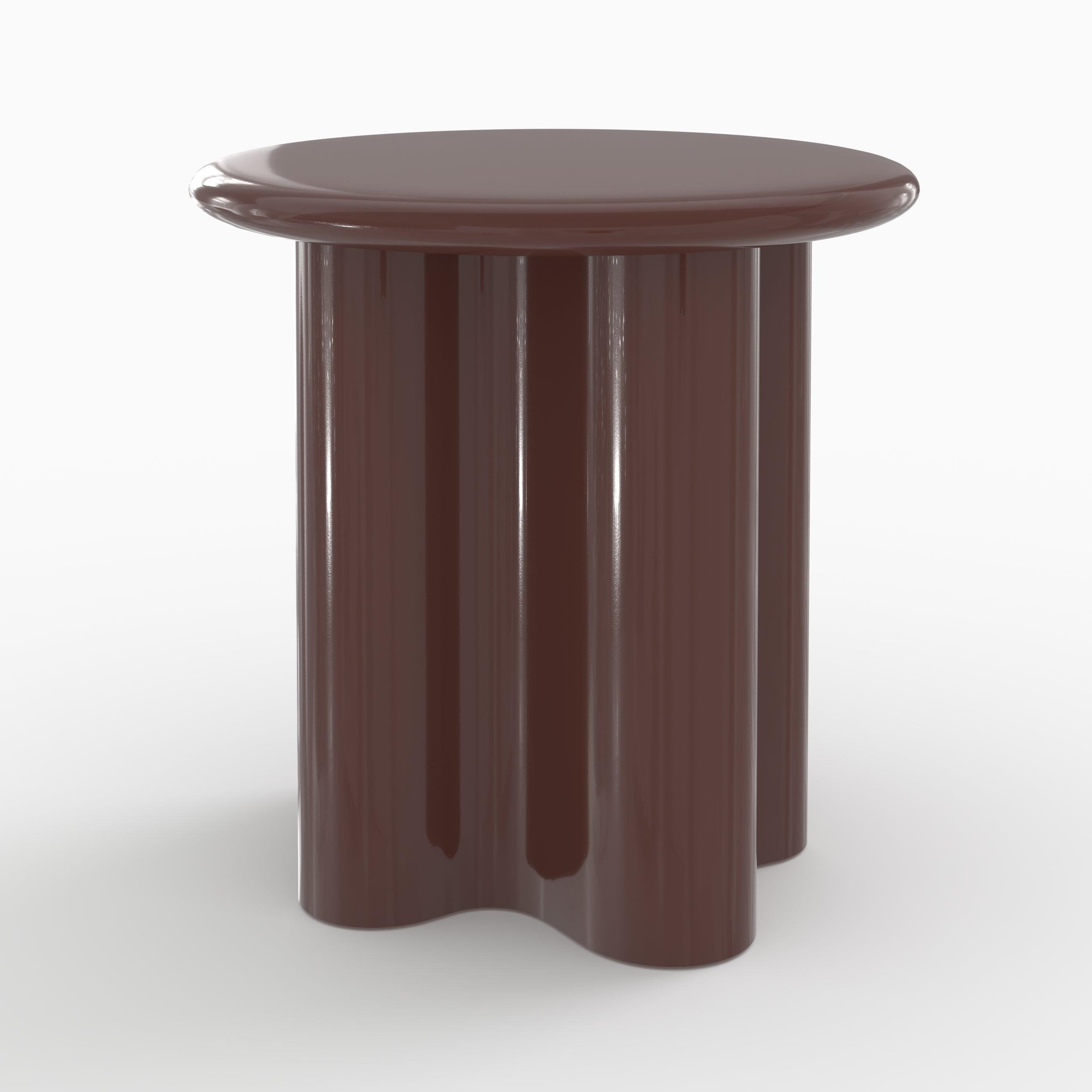 Voir la diapositive 6 : MAISON PAVANE Table d'appoint laquée rouge lie de vin, d50 cm-olya