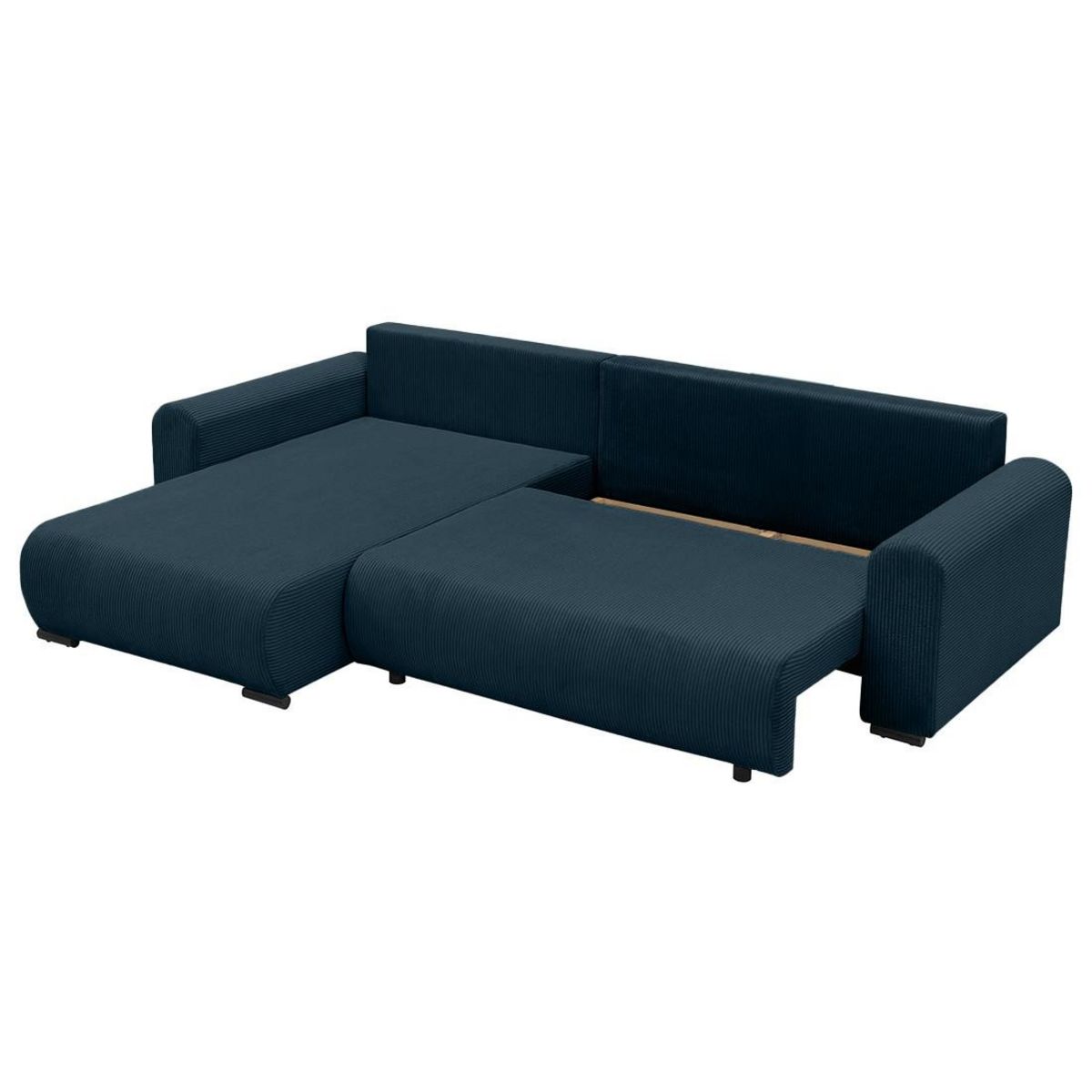 BEST MOBILIER Rosalie - canapé d'angle réversible 4 places convertible avec coffre en velours côtelé