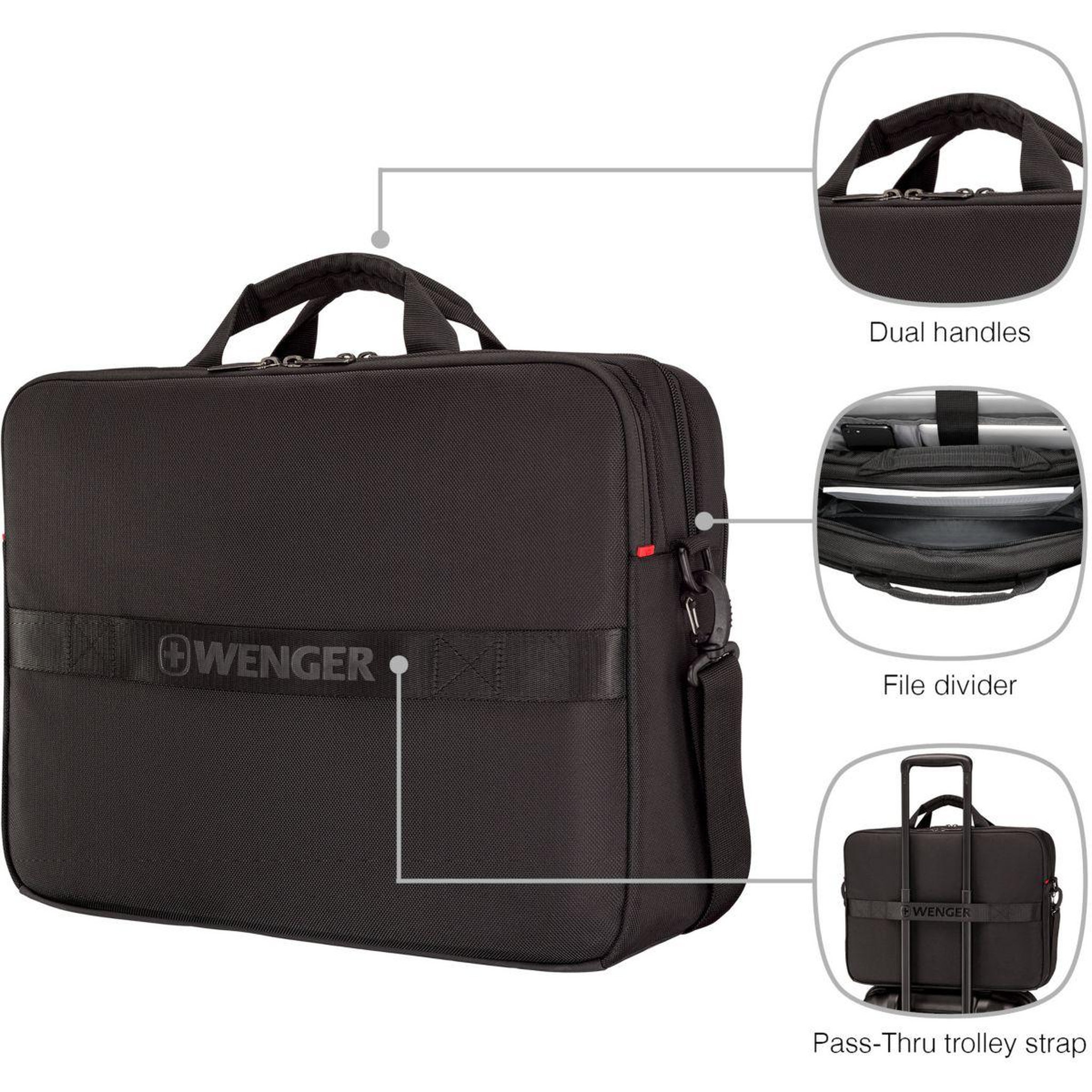 Voir la diapositive 2 : Wenger Sacoche 17'' XE Brief Noire