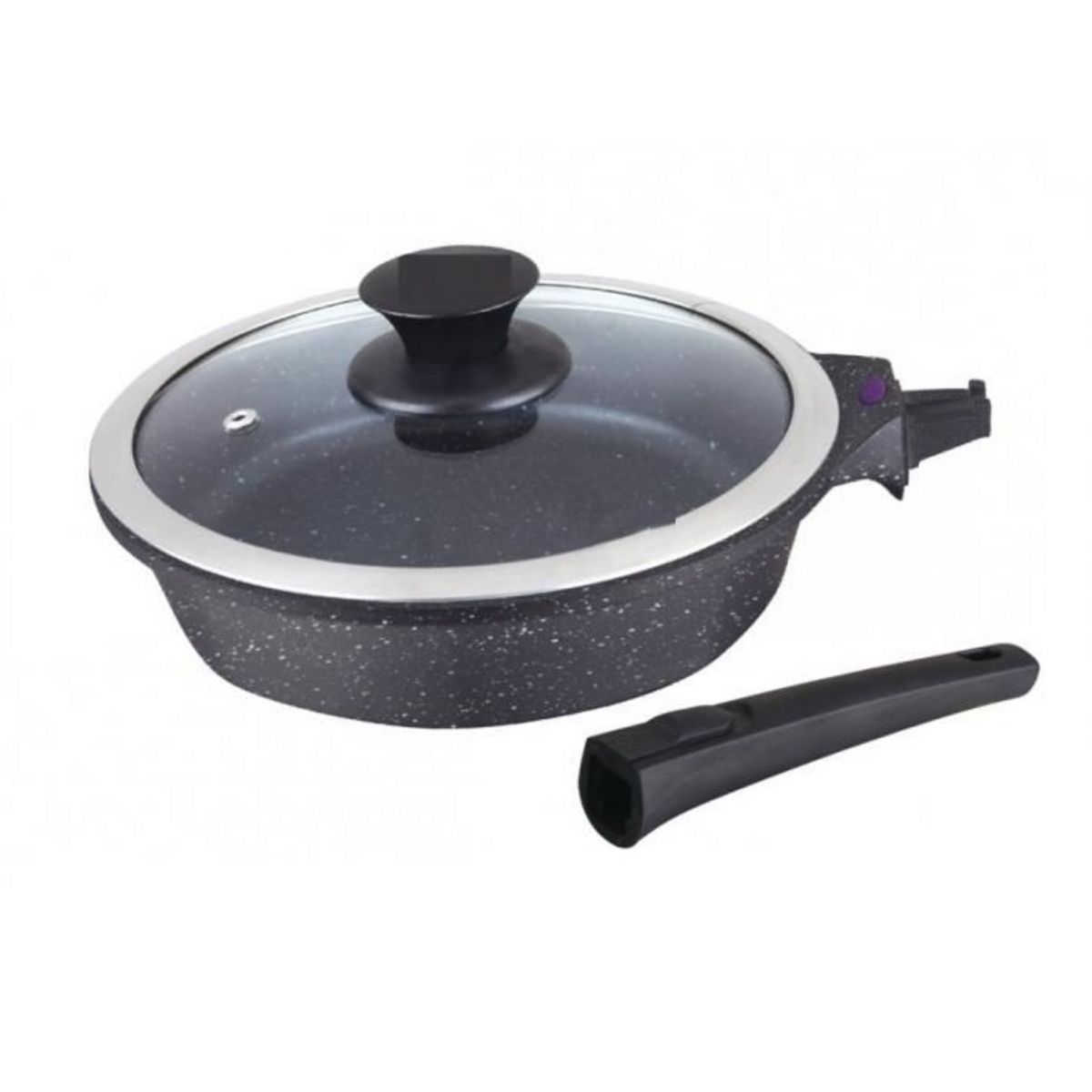 Sauteuse effet pierre poignée amovible + couvercle