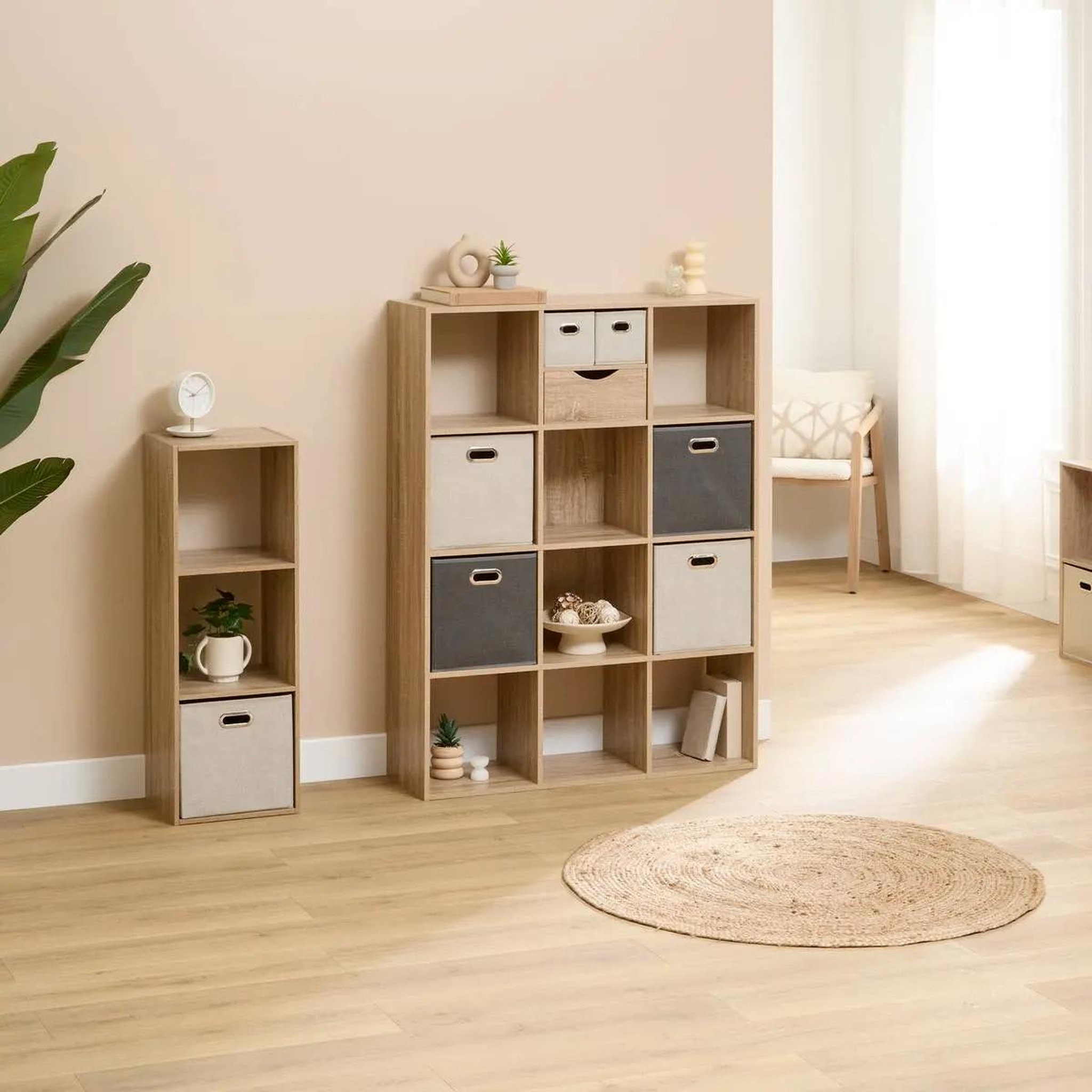 Voir la diapositive 2 : FIVE Étagère 12 cases  mix n'modul  135cm naturel