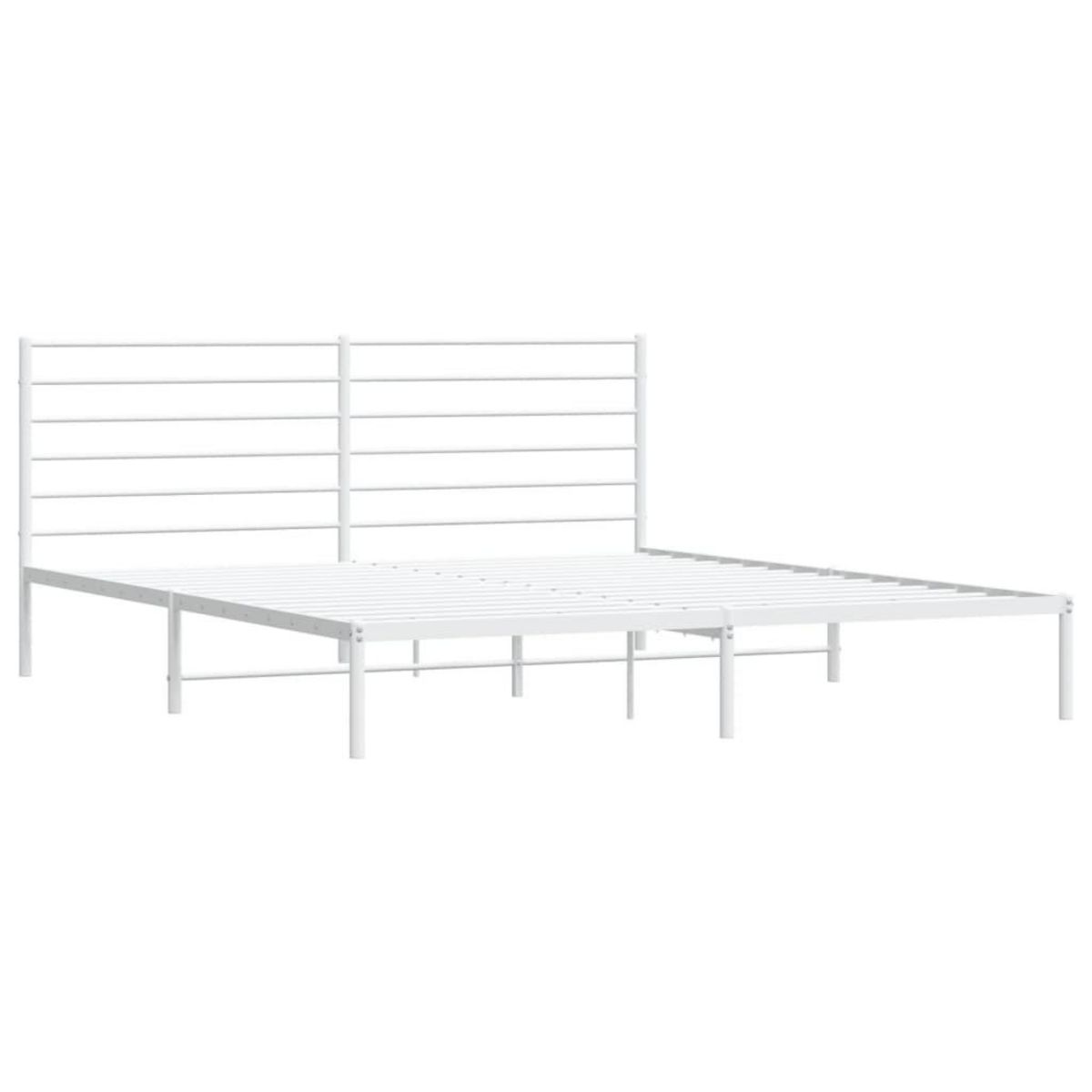 VIDAXL Cadre de lit metal sans matelas et tete de lit blanc 180x200 cm