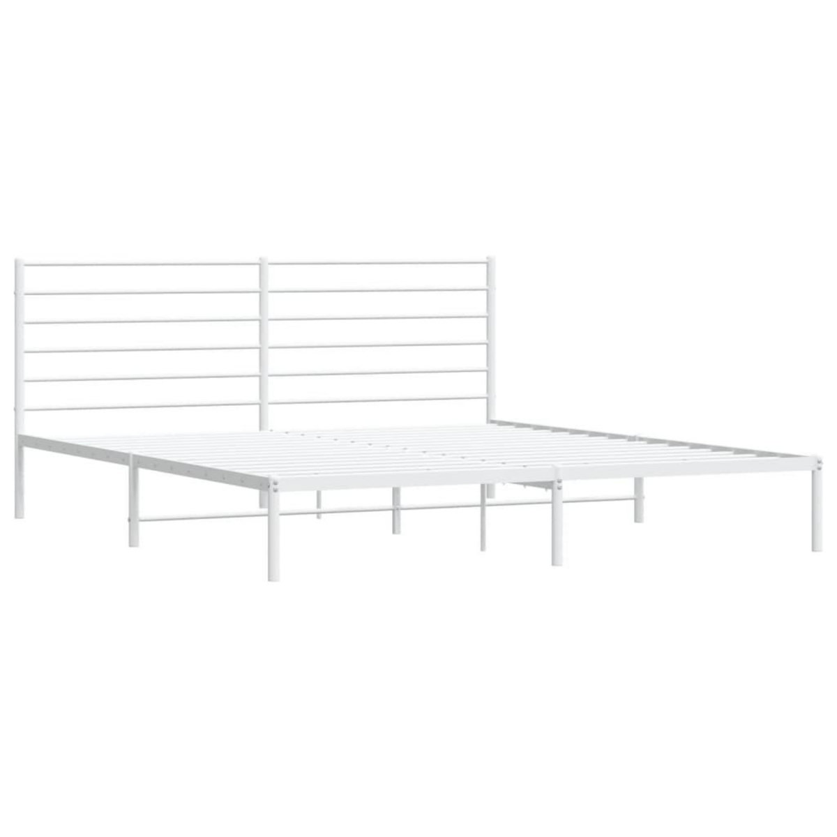 VIDAXL Cadre de lit metal sans matelas et tete de lit blanc 180x200 cm