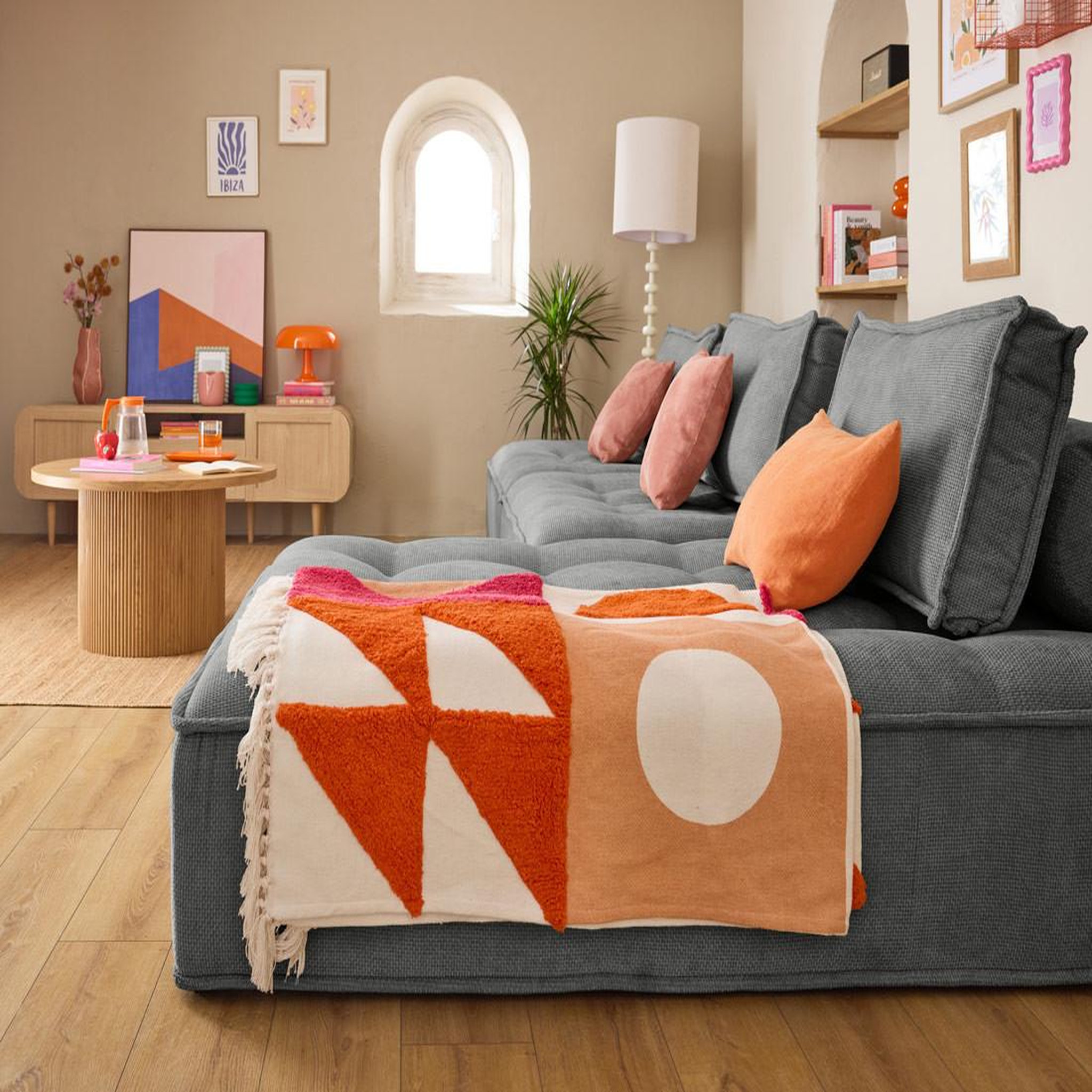 Voir la diapositive 3 : BEST MOBILIER Marisol - module d'assise méridienne - velours texturé