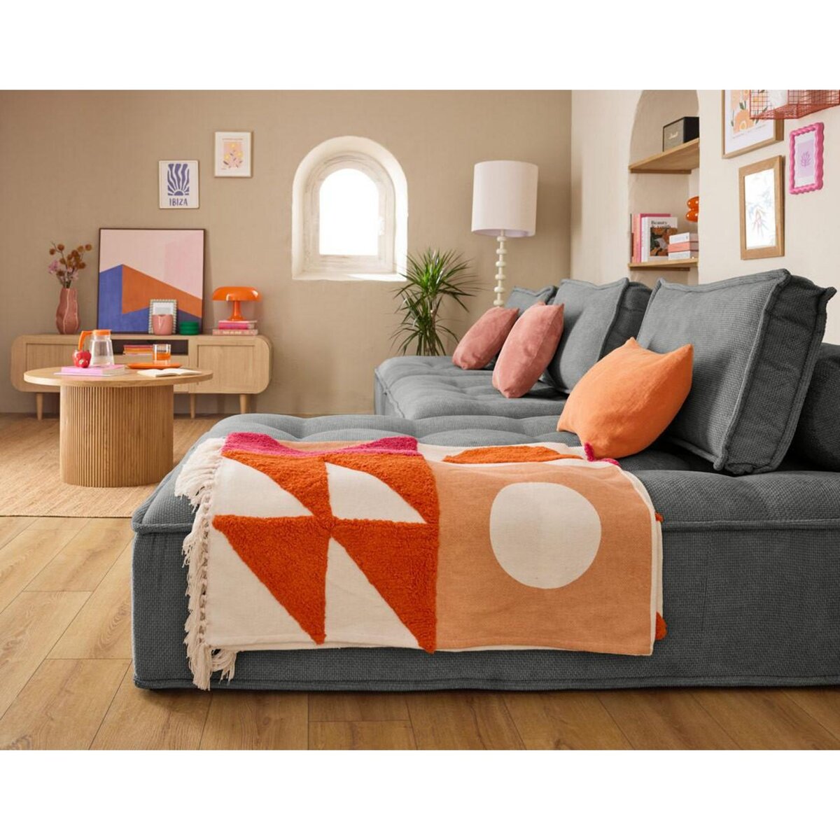 LISA DESIGN Marisol - module d'assise méridienne - velours texturé