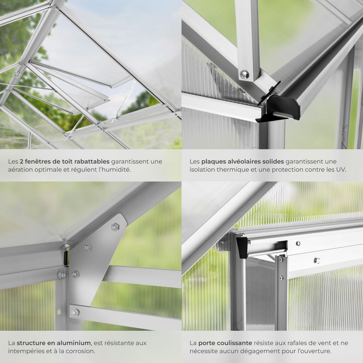 tectake Serre avec fondation 7,7 m³ blanc transparent